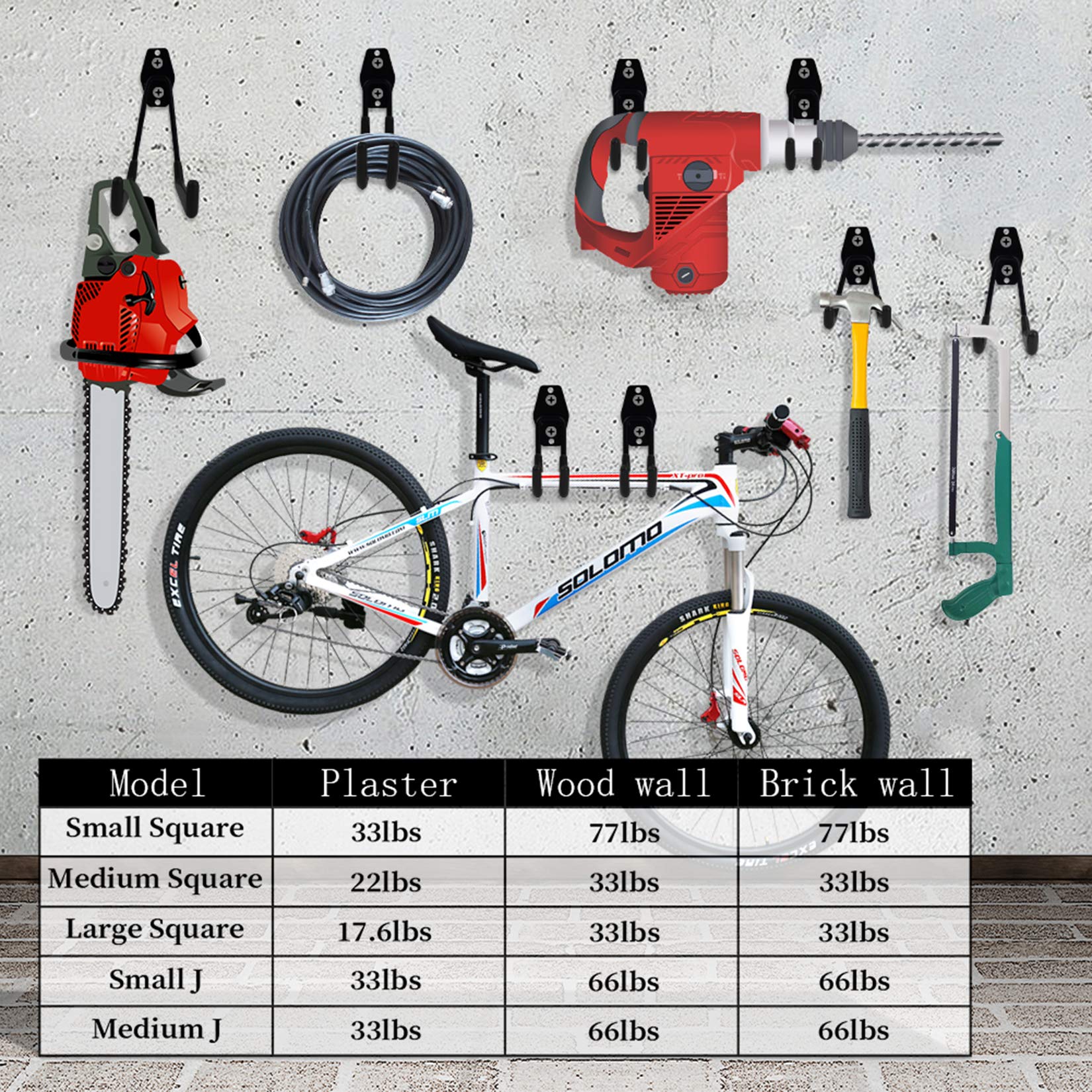 Remiawy 14 Pack Heavy Duty Garage Storage Hooks - Steel Wall Mounted Utility Hooks with Anti-Slip Coating for Organizing Garden Tools, Ladders, Bikes & Bulky Items - Perfect for Garage, Shed & Workshop Organization