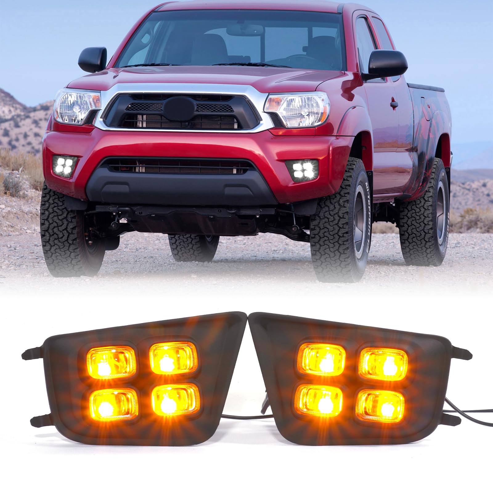 2012-2015 Toyota Tacoma LED Fog Lights with DRL & Turn Signals - Waterproof Daytime Running Lights & Marker Lights for Off-Road, Night Driving & Enhanced Visibility
