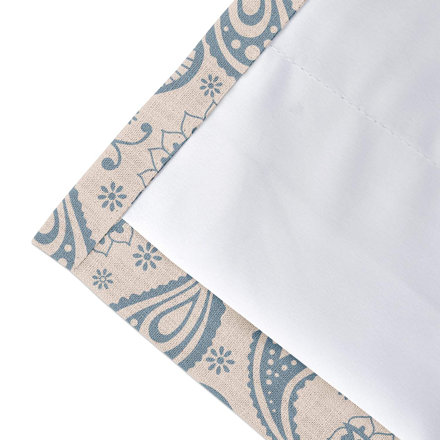 Drapifytex Paisley Light Reducing Linen Curtains - 102 Inch Length Pinch Pleat Window Drapes for Bedroom & Living Room (Blue, 1 Panel) - Perfect for Blackout & Home Decor