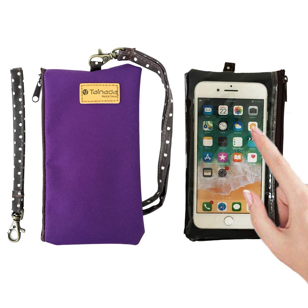 Tainada 2-in-1 Phone Wristlet Purse with Clear View Window & Detachable Neck Strap - Compatible with iPhone 16/15 Pro Max/Plus & Samsung S24+/S23/A54 (Purple) - Perfect for Shopping, Travel, and Hands-Free Convenience
