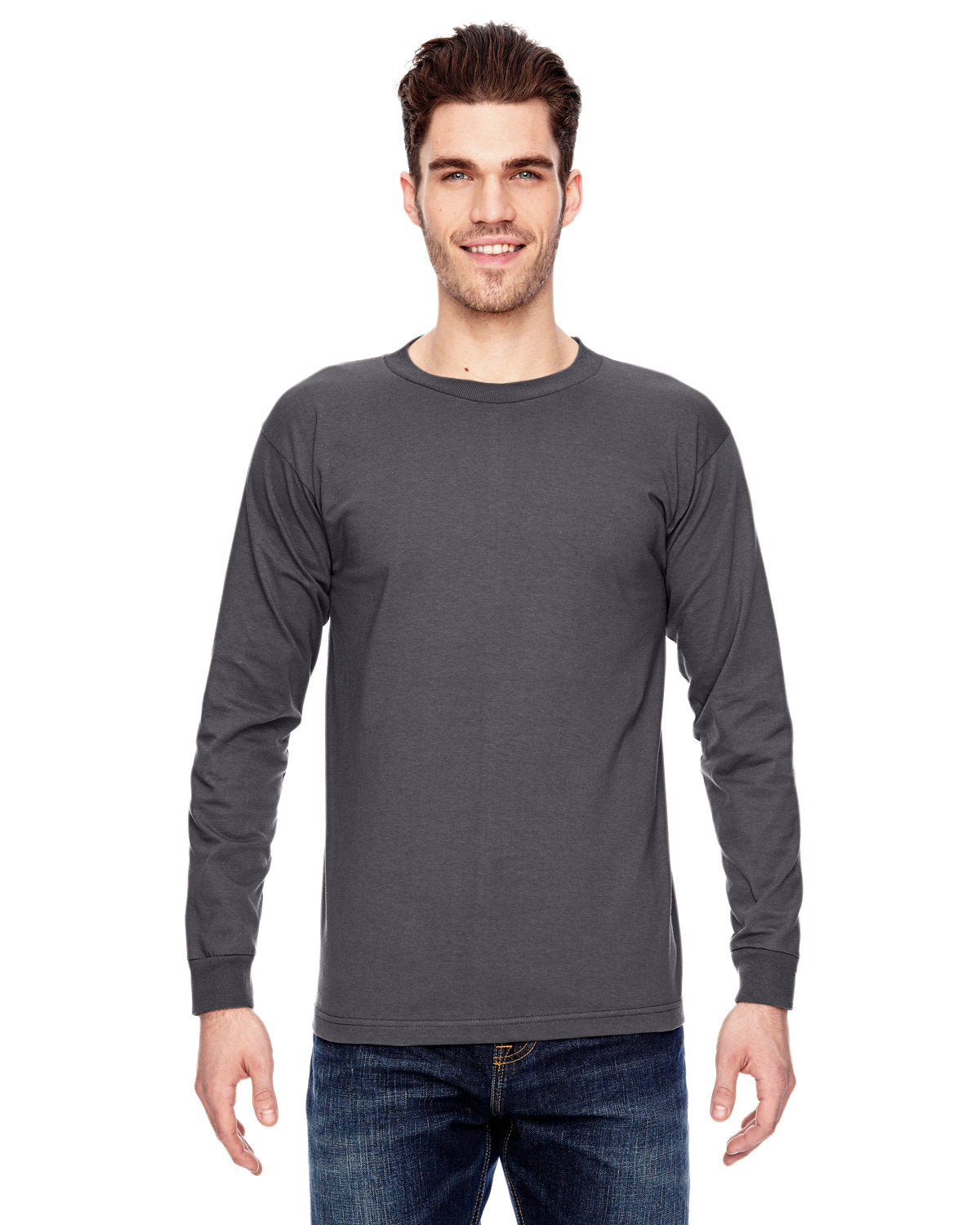 Bayside BA6100 Men's & Women's 100% Cotton Long Sleeve T-Shirt - 6.1 oz Soft Comfort Fit Crewneck Tee for Casual Wear, Work & Layering