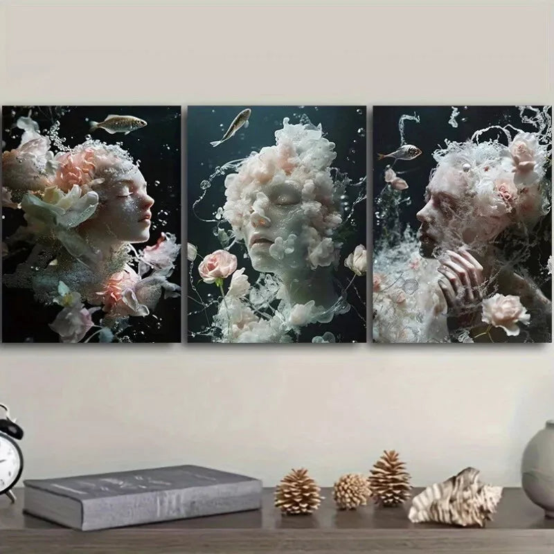 3-Piece Ethereal Figures Nature Wall Art Set - Framed Canvas Prints 40x60cm (16x24in) | High Quality Australian Made Wall Decor | Perfect for Living Room, Bedroom & Office Decor