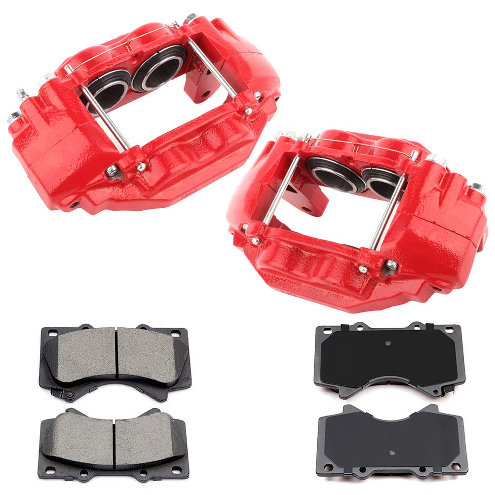 CCiyu Front Brake Caliper Kit with 2 Calipers & 4 Ceramic Pads - Compatible with 2008-2018 Toyota Sequoia & 2007-2018 Toyota Tundra - Quiet Performance for Smooth City Driving & Highway Commuting
