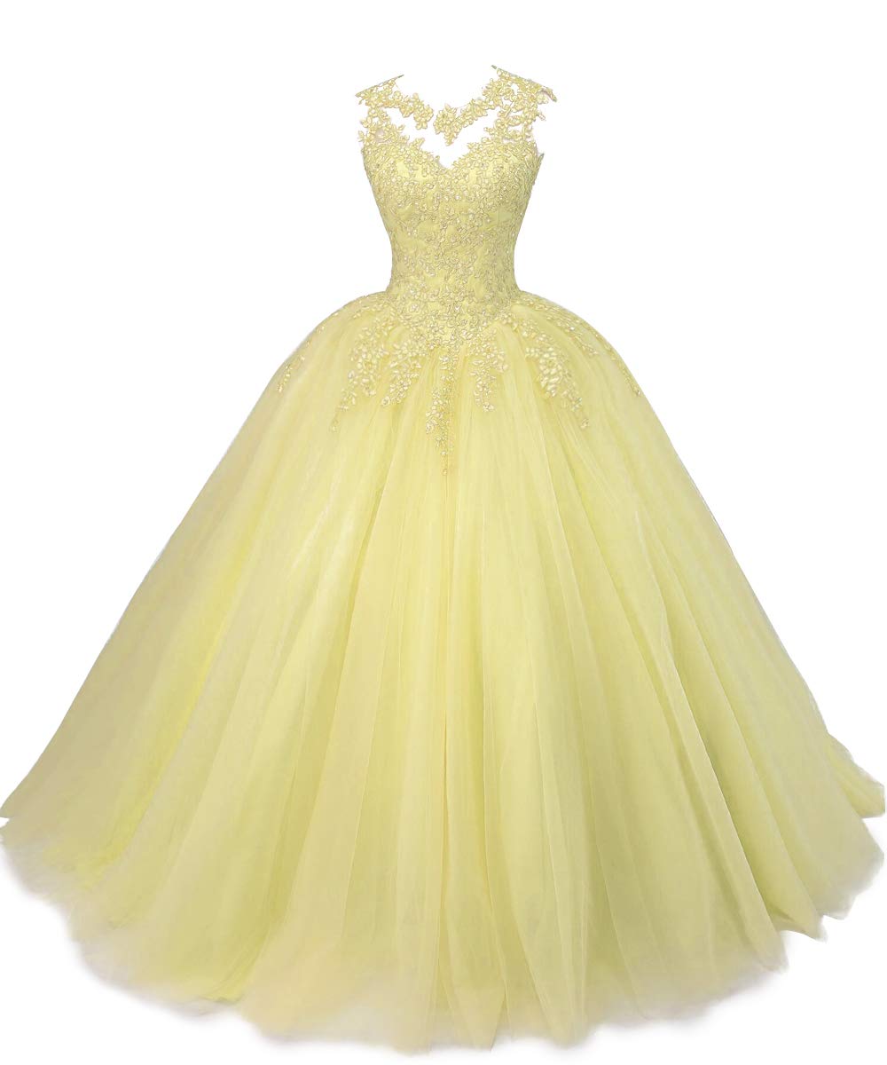 Elegant Prom Dress Ball Gown with Lace Appliques - Quinceanera & Sweet 16 Princess Tulle Dresses for Formal Dances, Weddings & Special Occasions