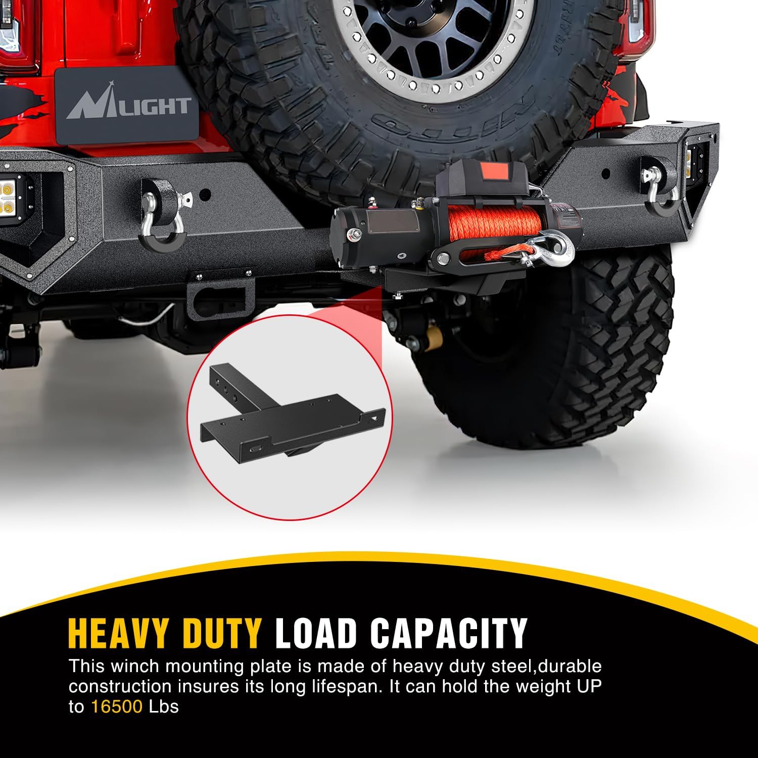 Heavy Duty Winch Hitch Cradle Mount Plate for Off-Road Vehicles & Truck Recovery - 2