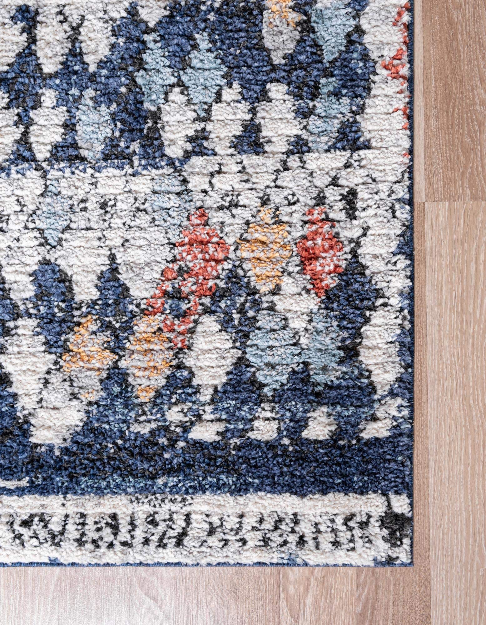 Premium 9' x 12' Navy Blue High-Pile Moroccan Area Rug - Soft Plush Living Room Carpet for Large Spaces, Dining Rooms & Open Floor Plans | Home Decor & Cozy Comfort