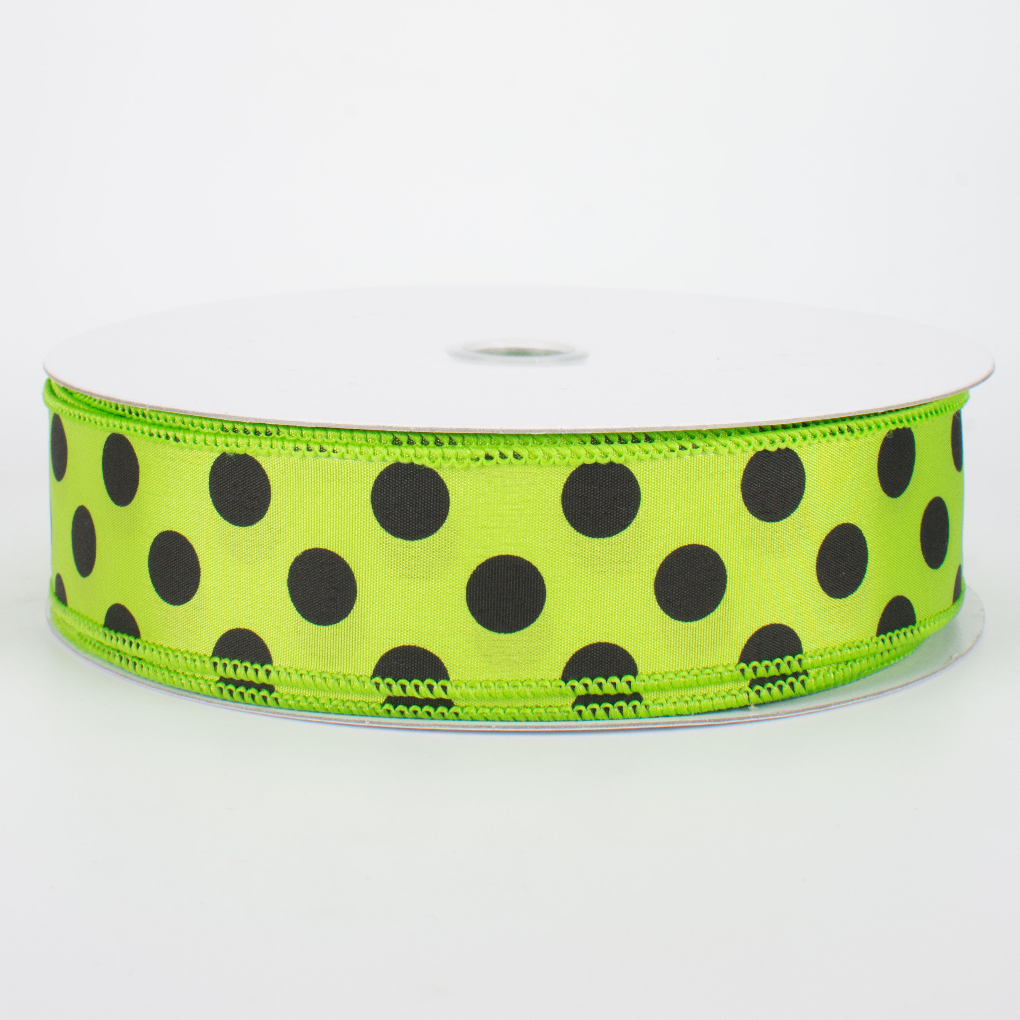 1.5 Inch Big Polka Dot Ribbon - Lime Green & Black Grosgrain Ribbon (50 Yards) for Gift Wrapping, Crafts, Party Decorations & DIY Projects
