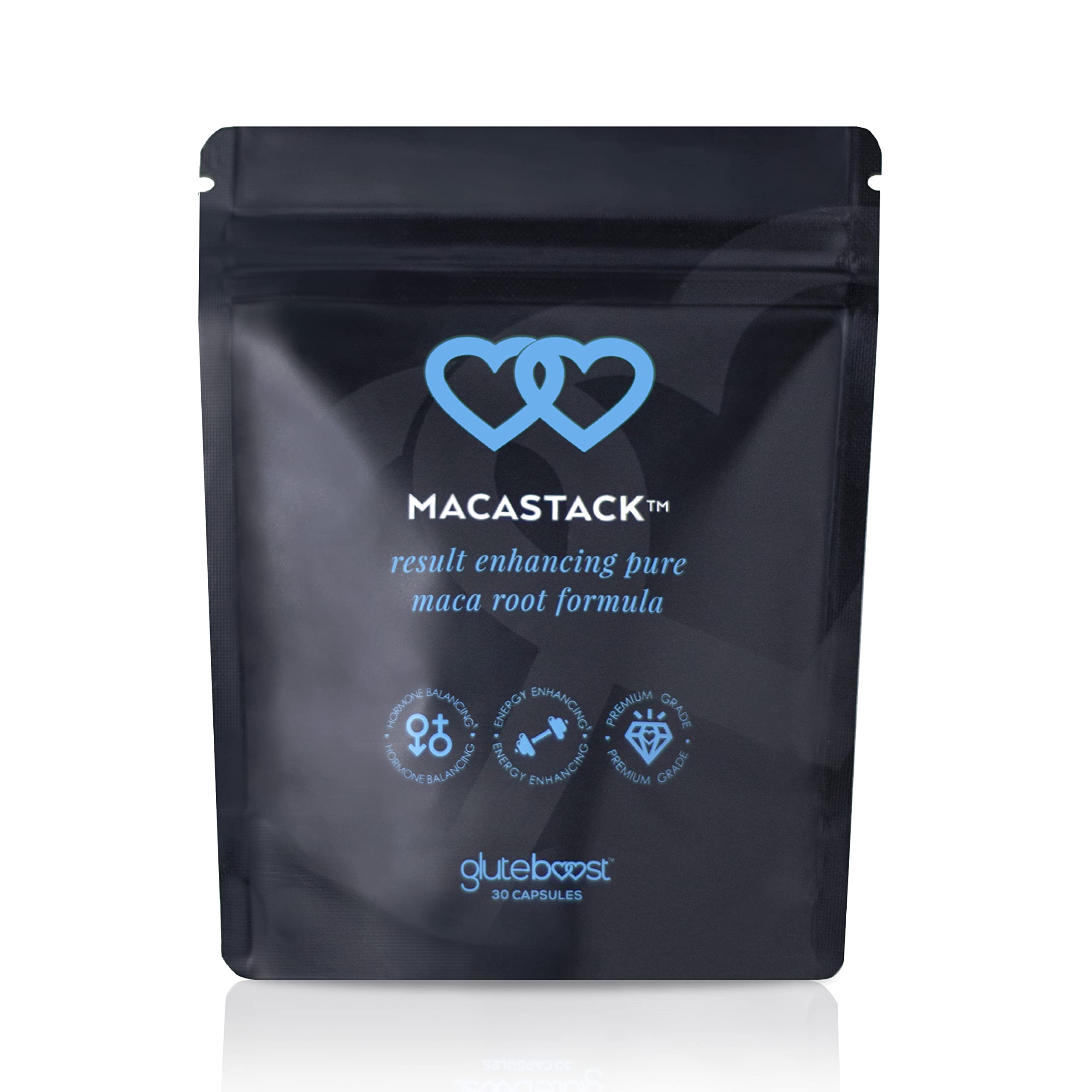 Gluteboost Maca Stack Supplement for Women - Energy, Muscle Growth & Recovery Support, Hormone Balance During PMS & Menopause - Pure Maca Root Powder Capsules (30 Day Supply) - Ideal for Fitness, Post-Workout & Women's Wellness