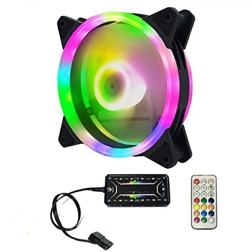 Weiara RGB Color Changing PC Case Fan - 120mm Quiet Cooling Fan with LED Lights for Desktop Computer, Gaming PC, DIY Build - Perfect for Cooling & Aesthetic PC Setup