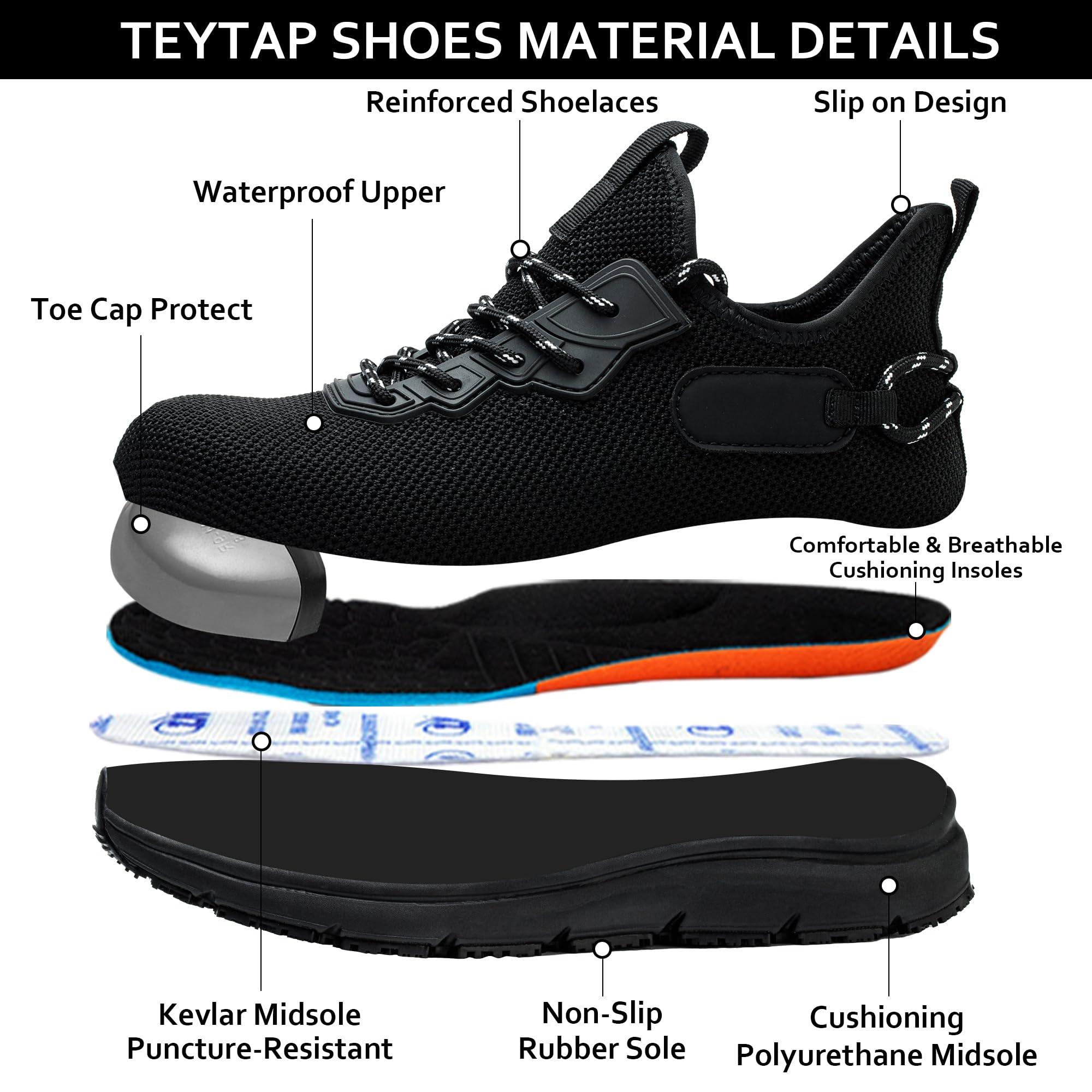 Steel Toe Work Boots for Men & Women - Waterproof Non-Slip Safety Shoes for Construction, Warehouse & Outdoor Work