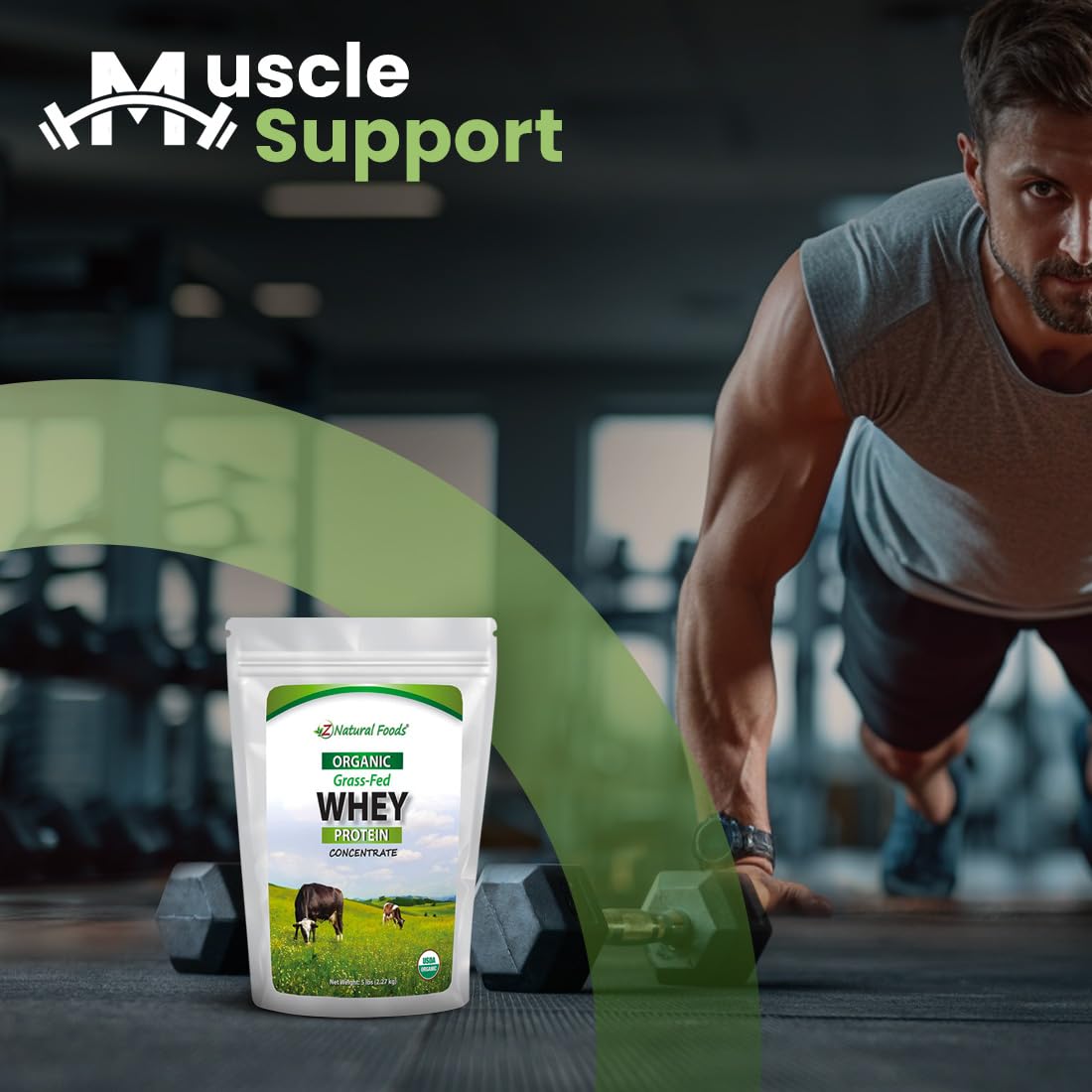 Organic Grass-Fed Whey Protein Powder by Z Natural Foods – Cold-Processed Whey Protein Concentrate with Essential Amino Acids for Muscle Recovery & Fitness – Unflavored, 5 lb – Perfect for Post-Workout Shakes, Smoothies & Baking