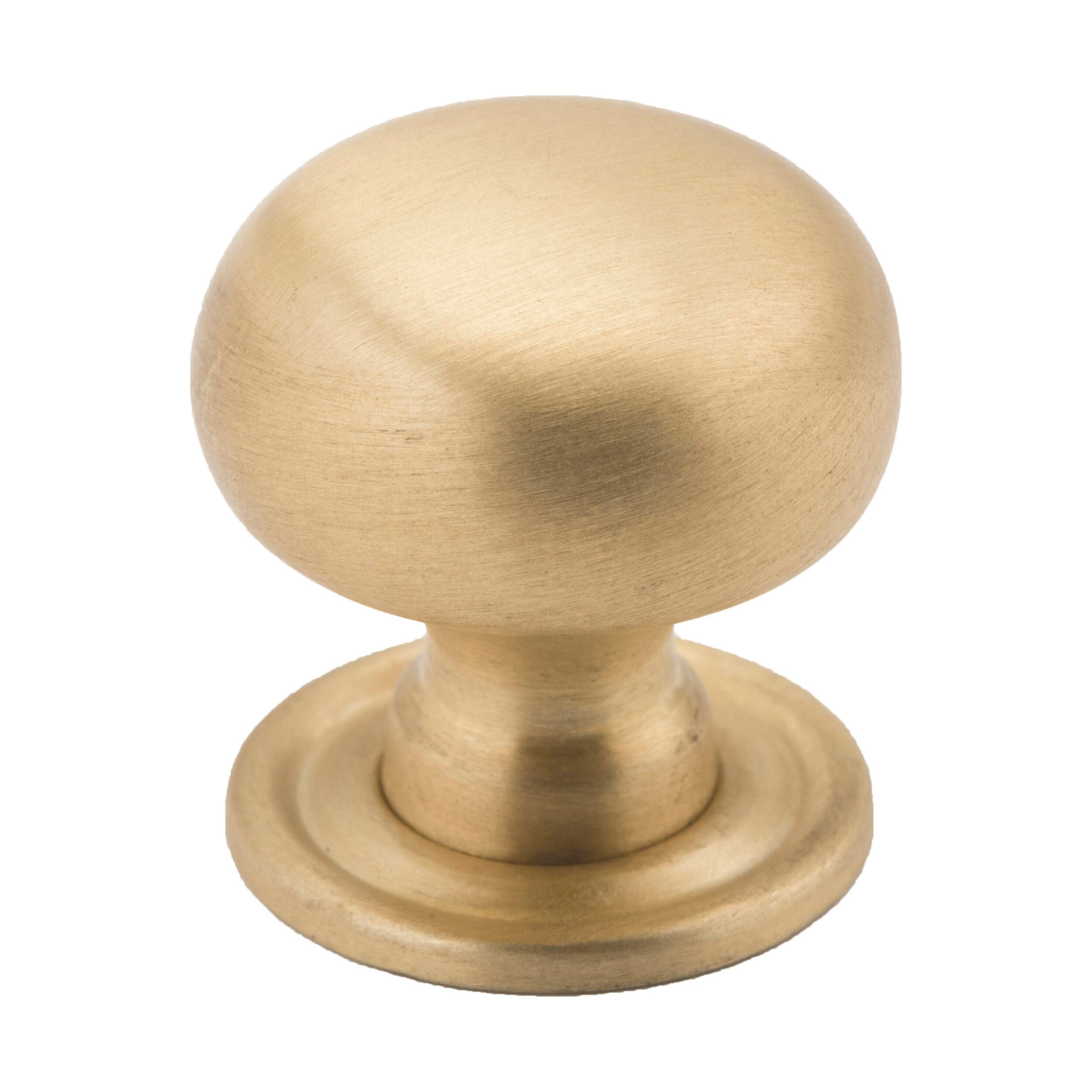 6713 Satin Brass Cupboard Knob - D25xP27mm Cabinet Hardware Pulls for Kitchen, Bathroom & Furniture Drawers - Vintage Style Brass Cabinet Handles