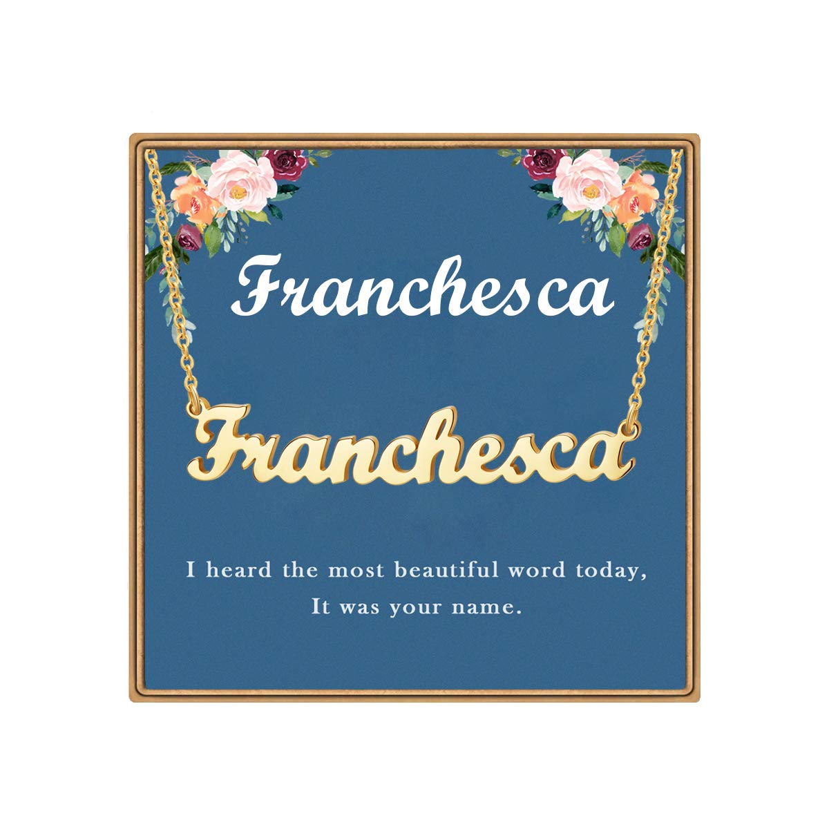 Ldurian Personalized Name Necklace - Custom 14K Gold Plated Name Plate Necklace for Women & Teen Girls | Dainty Aesthetic Jewelry Gift for Birthday, Anniversary & Special Occasions | Perfect for Everyday Wear, Date Nights & Gifting