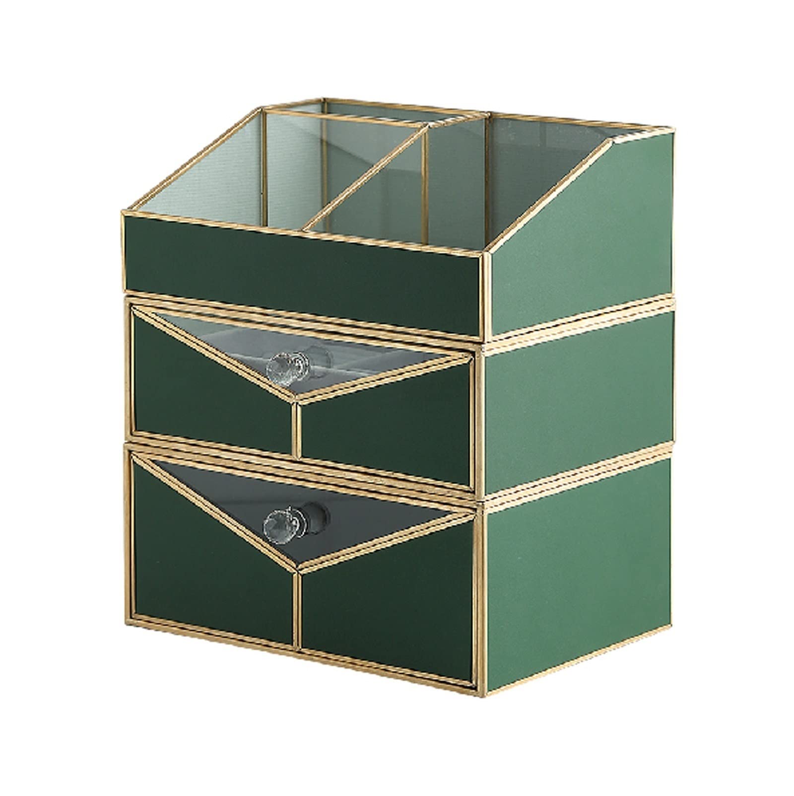 Green Makeup Storage Box & Cosmetic Organizer with Rack - Skin Care Product Storage Cabinet for Bathroom Countertop, Bedroom Dresser & Vanity Display (Color: A) - Perfect for Daily Beauty Routine & Travel Organization