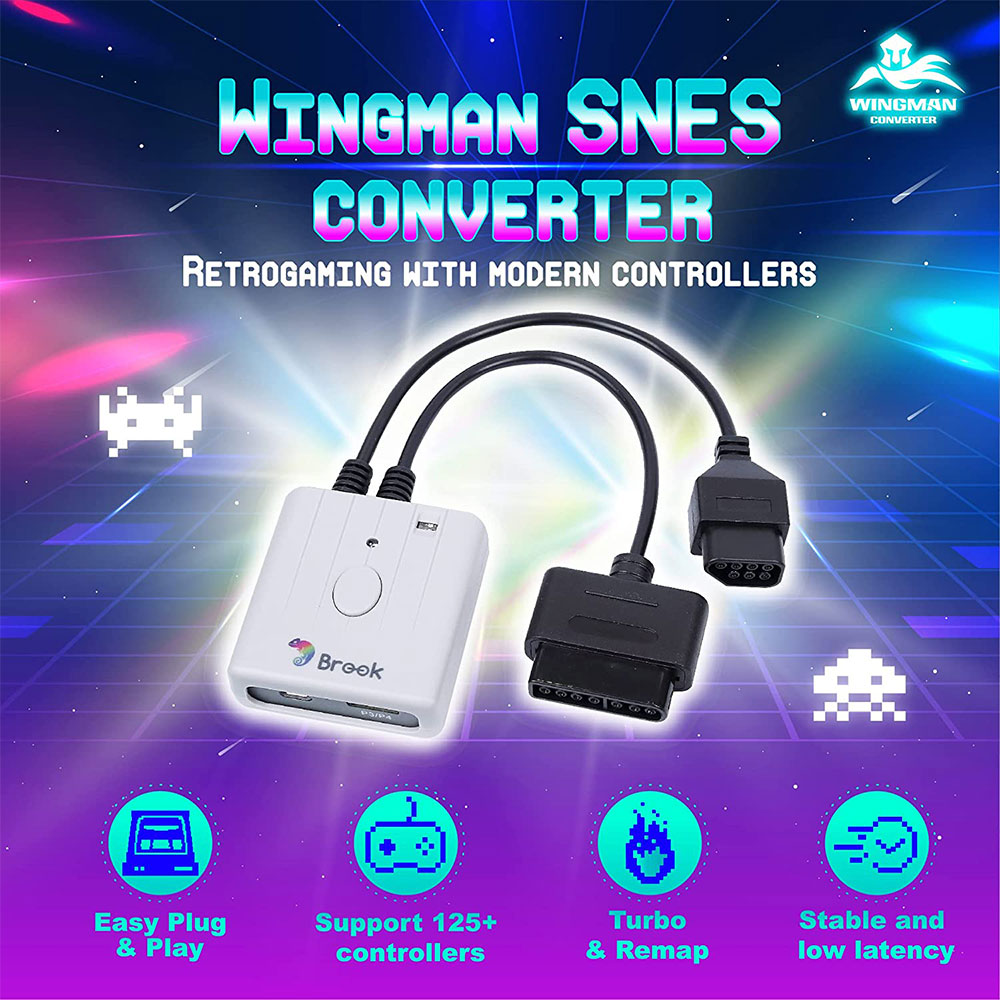 Brook Wingman SNES Converter - Play Classic SNES Games on Modern TVs & Consoles - Perfect for Retro Gaming Enthusiasts & Collectors
