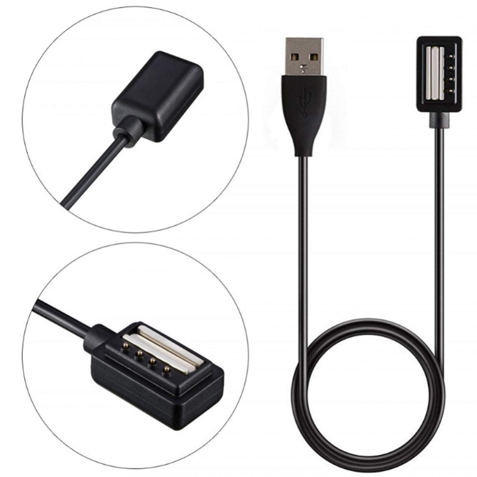 1M Fast Charging USB Cable for SUUNTO 9 Baro & SUUNTO 4 Black Smartwatches - High-Speed Data Clip Charger with Bottom Slot Design - Perfect for Travel, Workouts & Outdoor Adventures