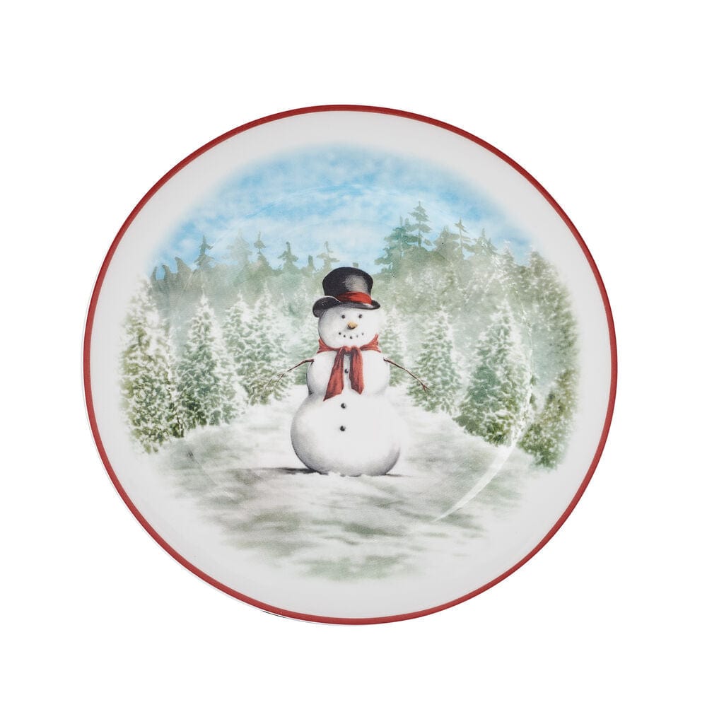 Snowman Enchantment 12-Piece Dinnerware Set - Service for 4 People - Holiday Tableware for Christmas Dinner, Winter Parties & Festive Gatherings