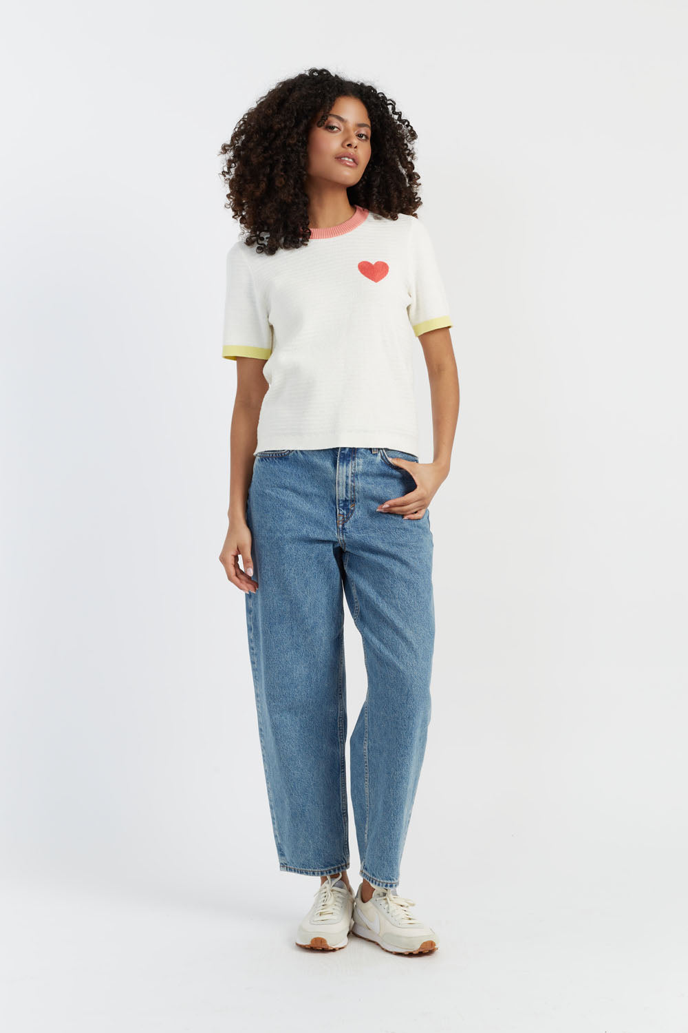 Soft Cotton Heart Breton Crochet T-Shirt for Women - Comfortable & Stylish Summer Top for Casual Wear, Beach Outings & Date Nights