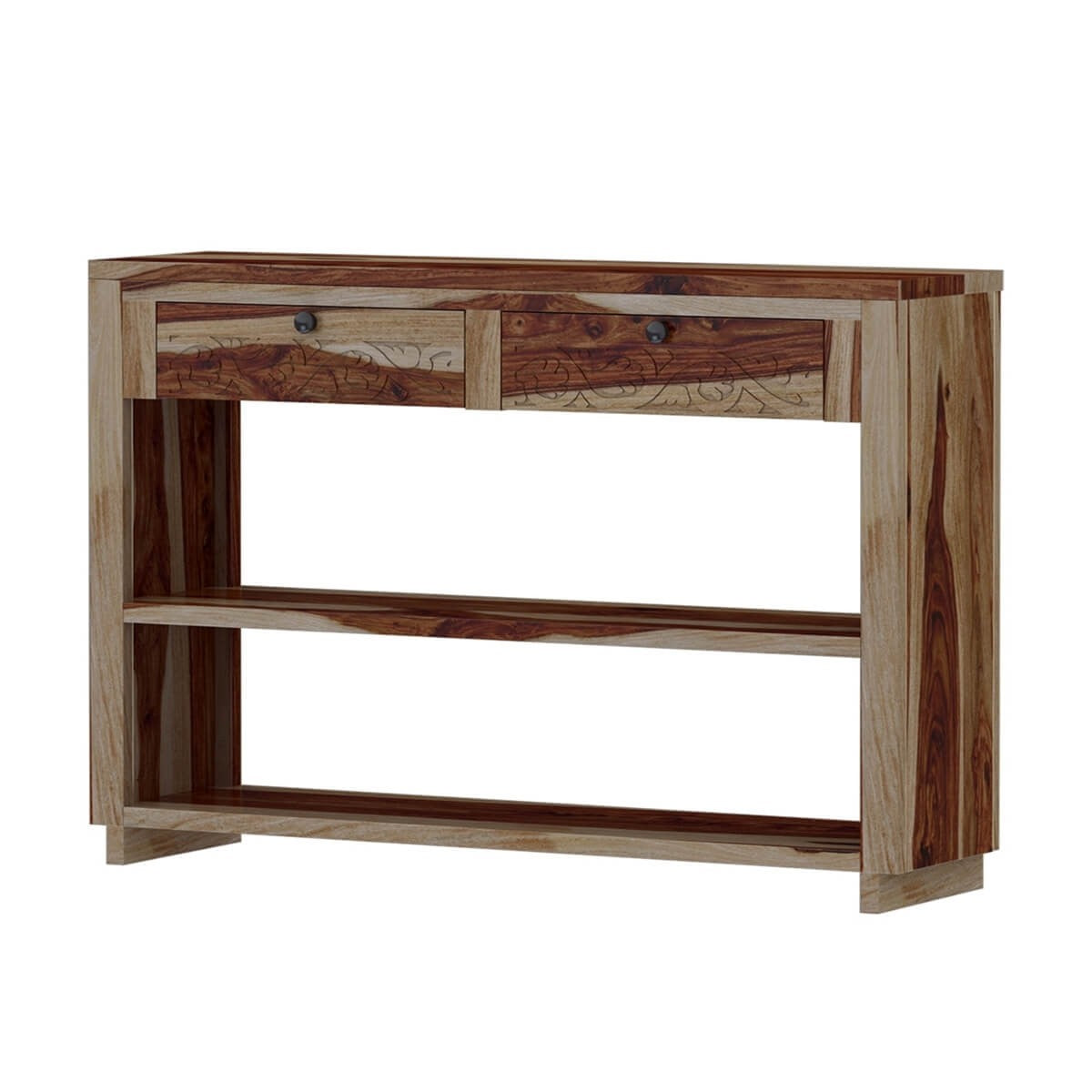 Rustic Solid Wood Entryway Console Table with 2 Drawers - Farmhouse Style Hallway Table for Foyer, Living Room & Home Decor | Dallas Ranch Collection