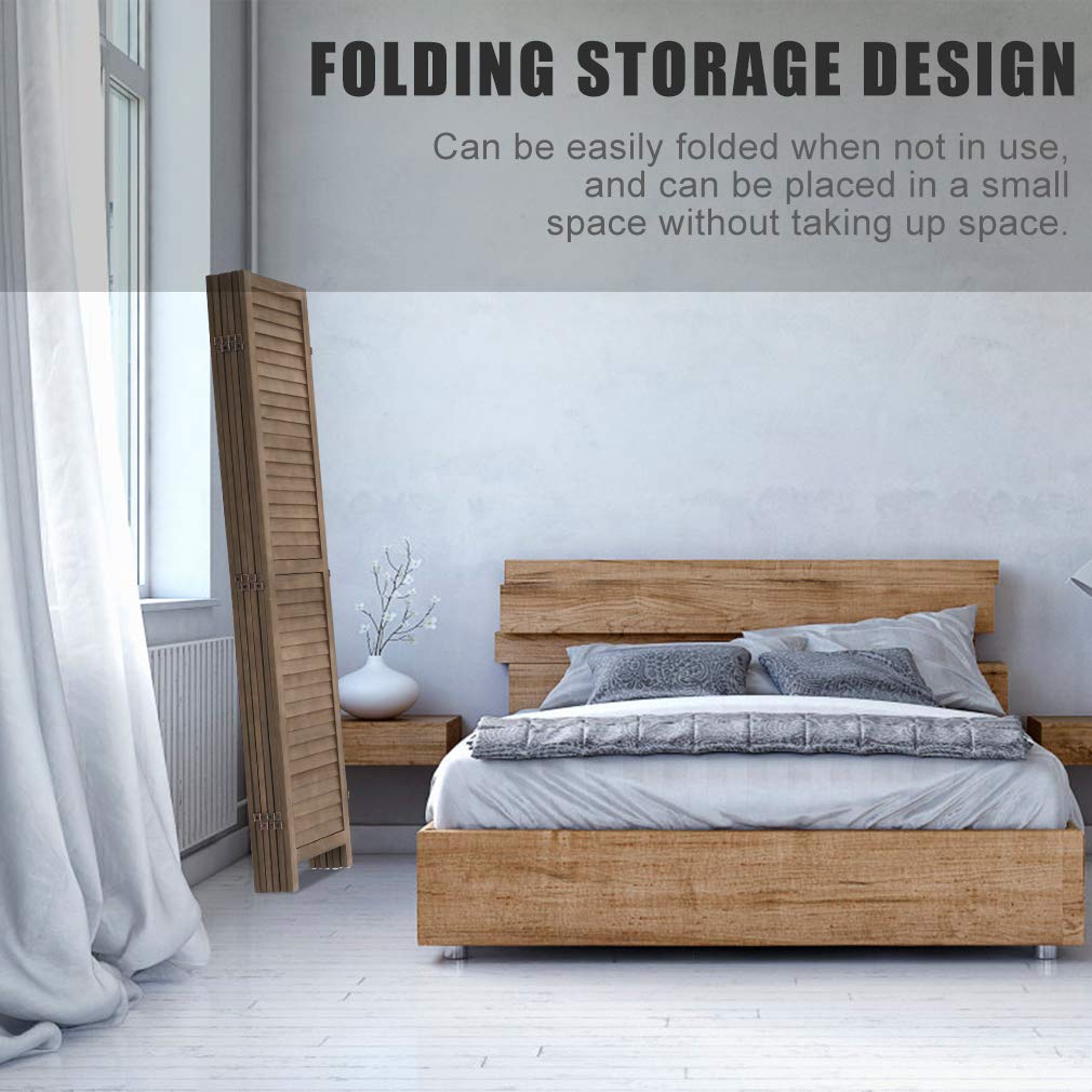 6 Panel Wood Room Divider Screen - 5.75 Ft Tall Folding Privacy Partition for Home, Office, Bedroom & Restaurant - 68.9
