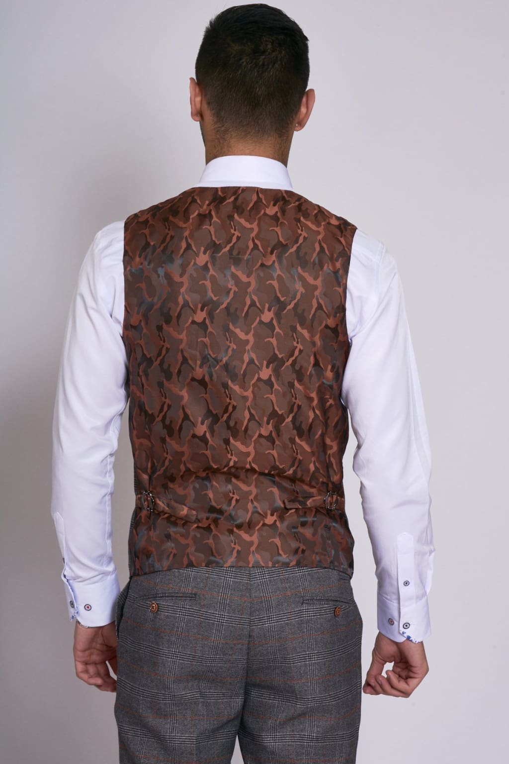 JENSON Grey Check Double Breasted Waistcoat for Men - Stylish Formal Vest for Weddings, Business & Office Wear