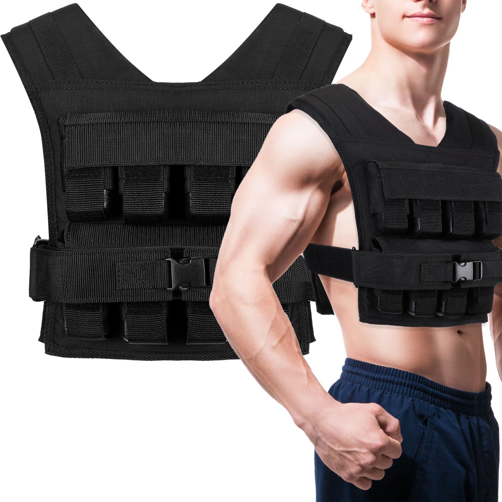 35lbs Adjustable Weighted Vest for Men - Strength Training, Running, Exercise & Weight Loss - Perfect for Gym Workouts, Outdoor Fitness & Cross Training
