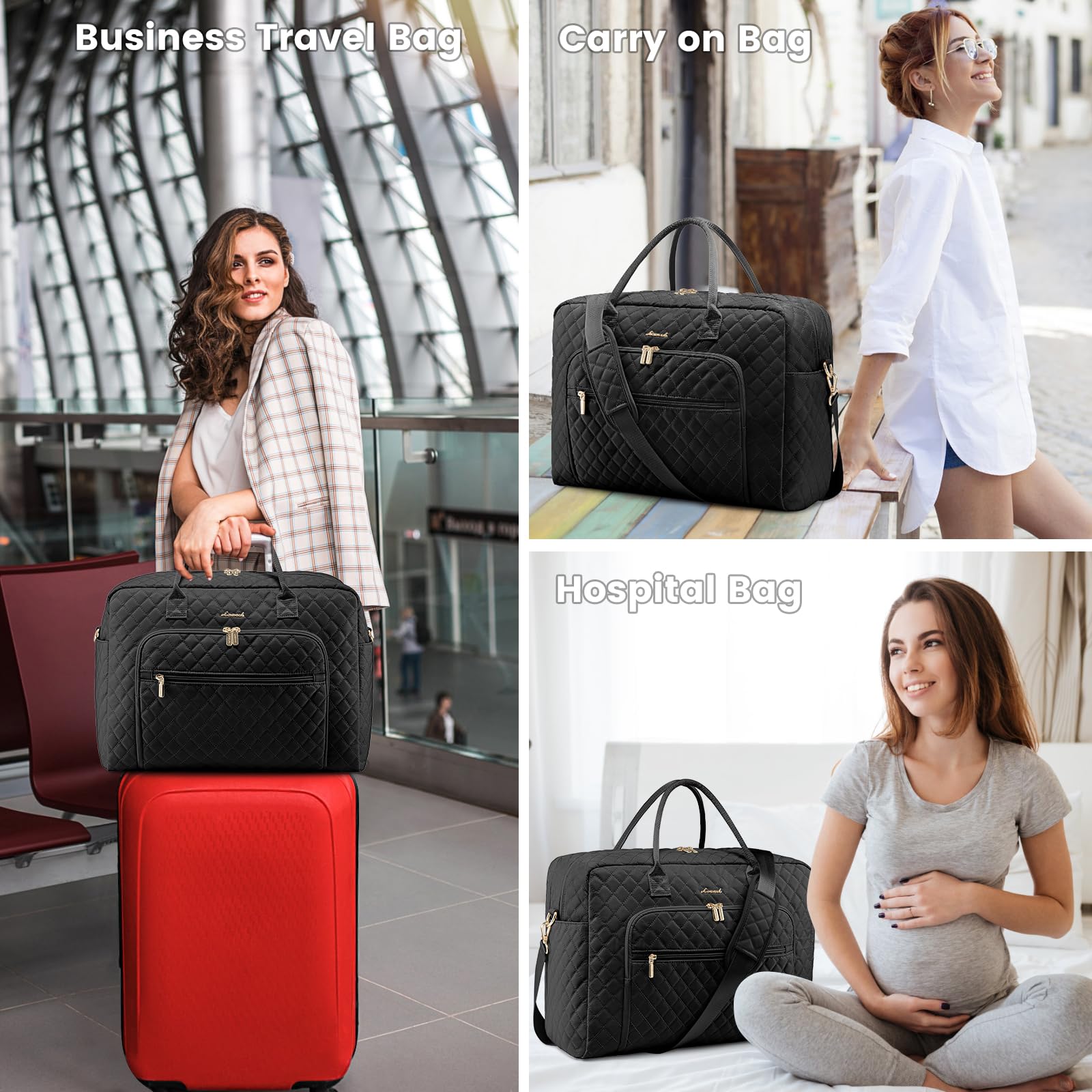 **LOVEVOOK Travel Duffle Bag for Women - Waterproof Weekender Overnight Bag with Laptop Compartment, Toiletry & Shoe Pockets - Perfect for Gym, Yoga, Hospital Labor & Delivery, Business Trips & Weekend Getaways**