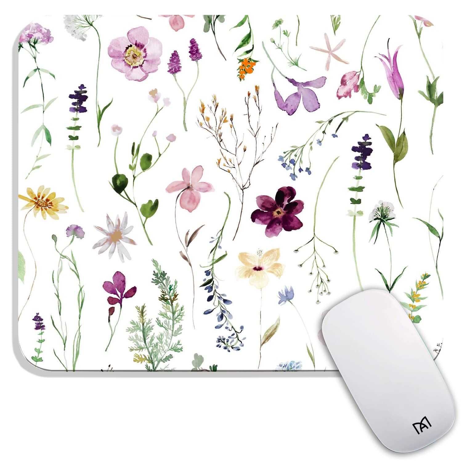 Premium Floral Square Mouse Pad - Personalized Non-Slip Rubber Base, Washable Lycra Cloth Mouse Mat for Wireless Mouse | Office, Gaming & Home Computer Desk Accessory