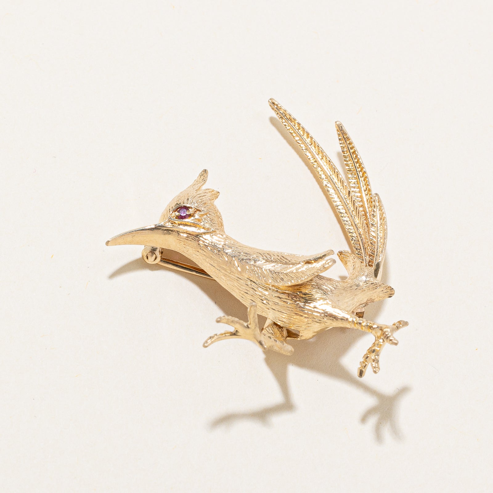 Exquisite Roadrunner Bird Ruby Brooch with 0.02ct Genuine Ruby | Elegant Jewelry for Women | Perfect Gift for Birthdays, Anniversaries & Special Occasions