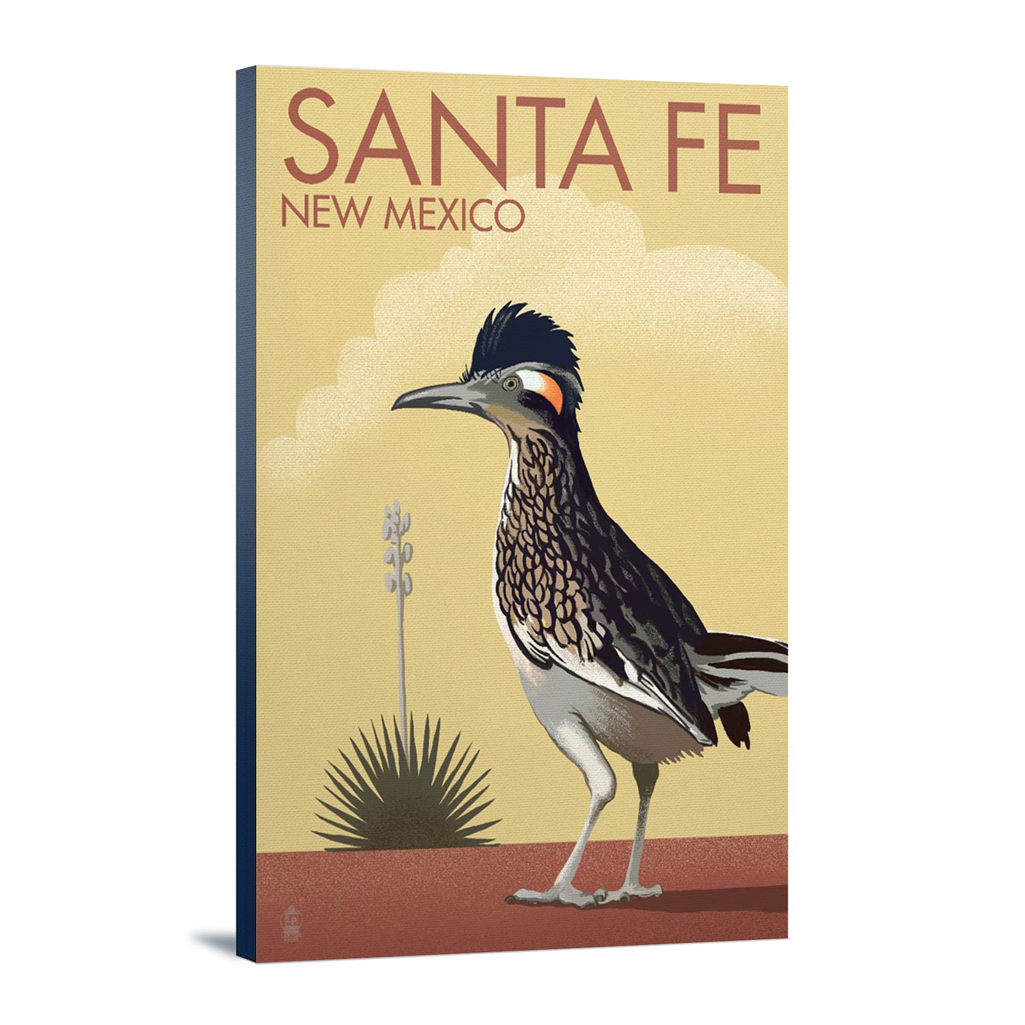 Santa Fe New Mexico Roadrunner Lithograph - 16x24 Wrapped Canvas Wall Art Decor | Perfect for Southwestern Home Decor, Office & Gift Giving