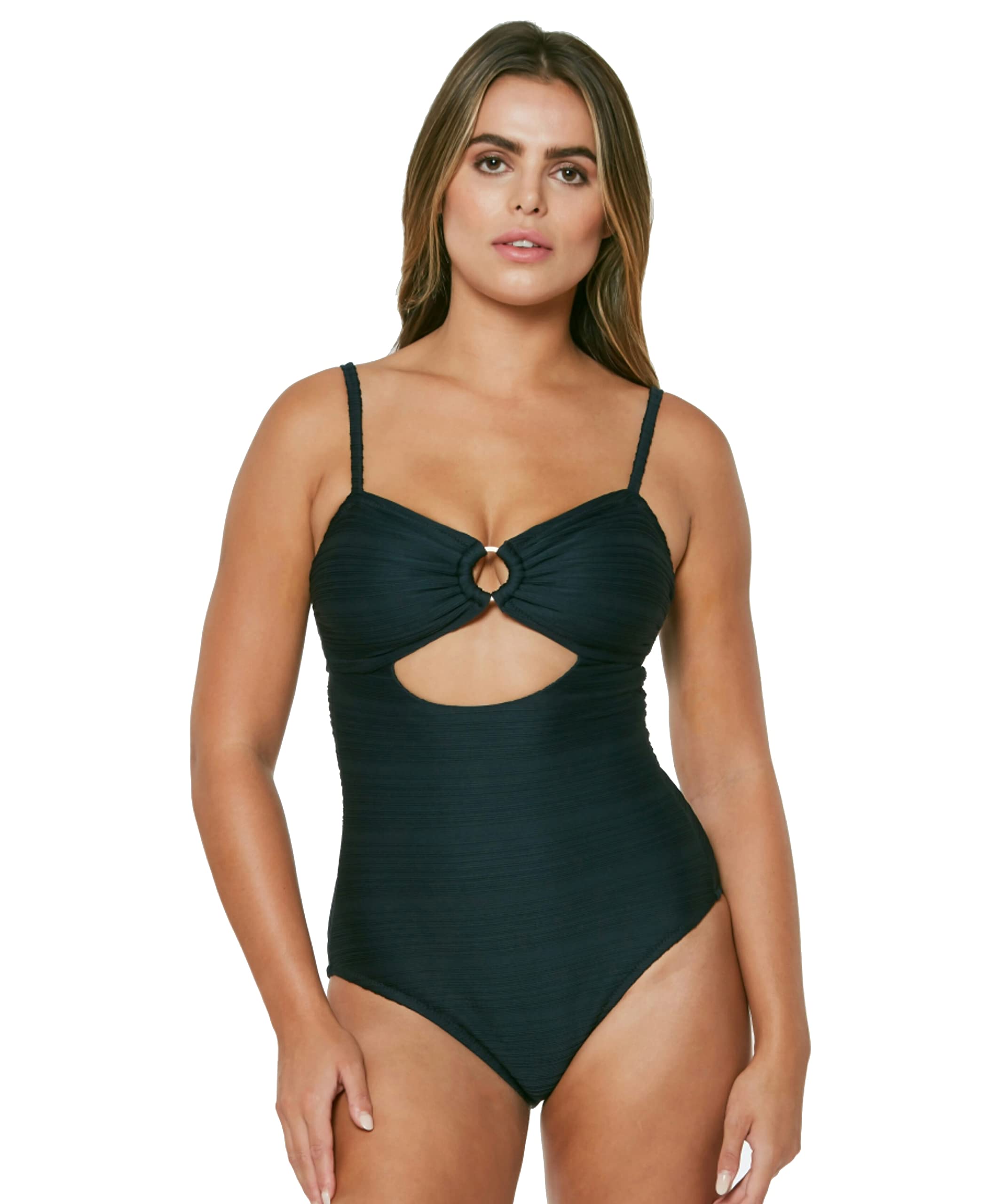 Jessica Simpson Women's Striped Tie-Waist One-Piece Swimsuit | Sexy Bathing Suit for Beach & Pool | Summer Swimwear with Adjustable Ties & Comfort Fit