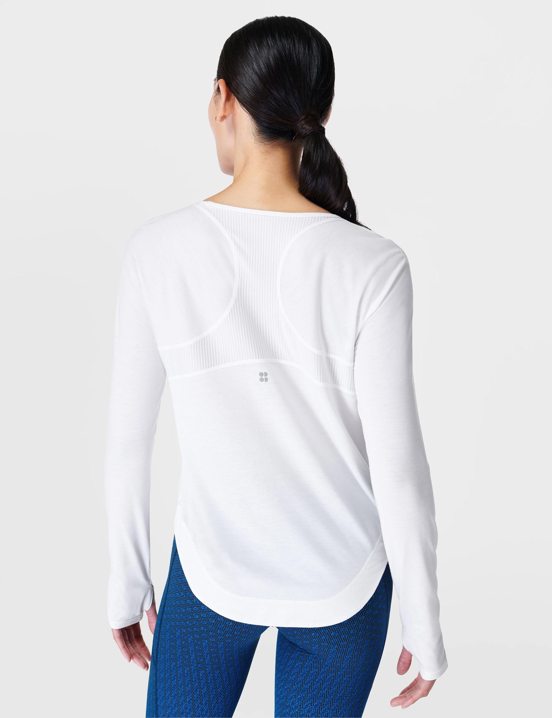 Breathe Easy Running Long Sleeve Top for Women - Moisture Wicking Athletic Shirt - White - Perfect for Jogging, Gym Workouts & Outdoor Activities
