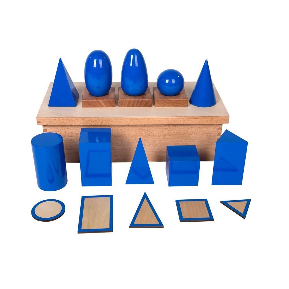 3D Geometric Shapes Wooden Montessori Toys - Math Manipulatives & Geometry Blocks for Kids | Preschool Learning, Homeschool Supplies | Perfect for Classroom Activities & Hands-On Math Games