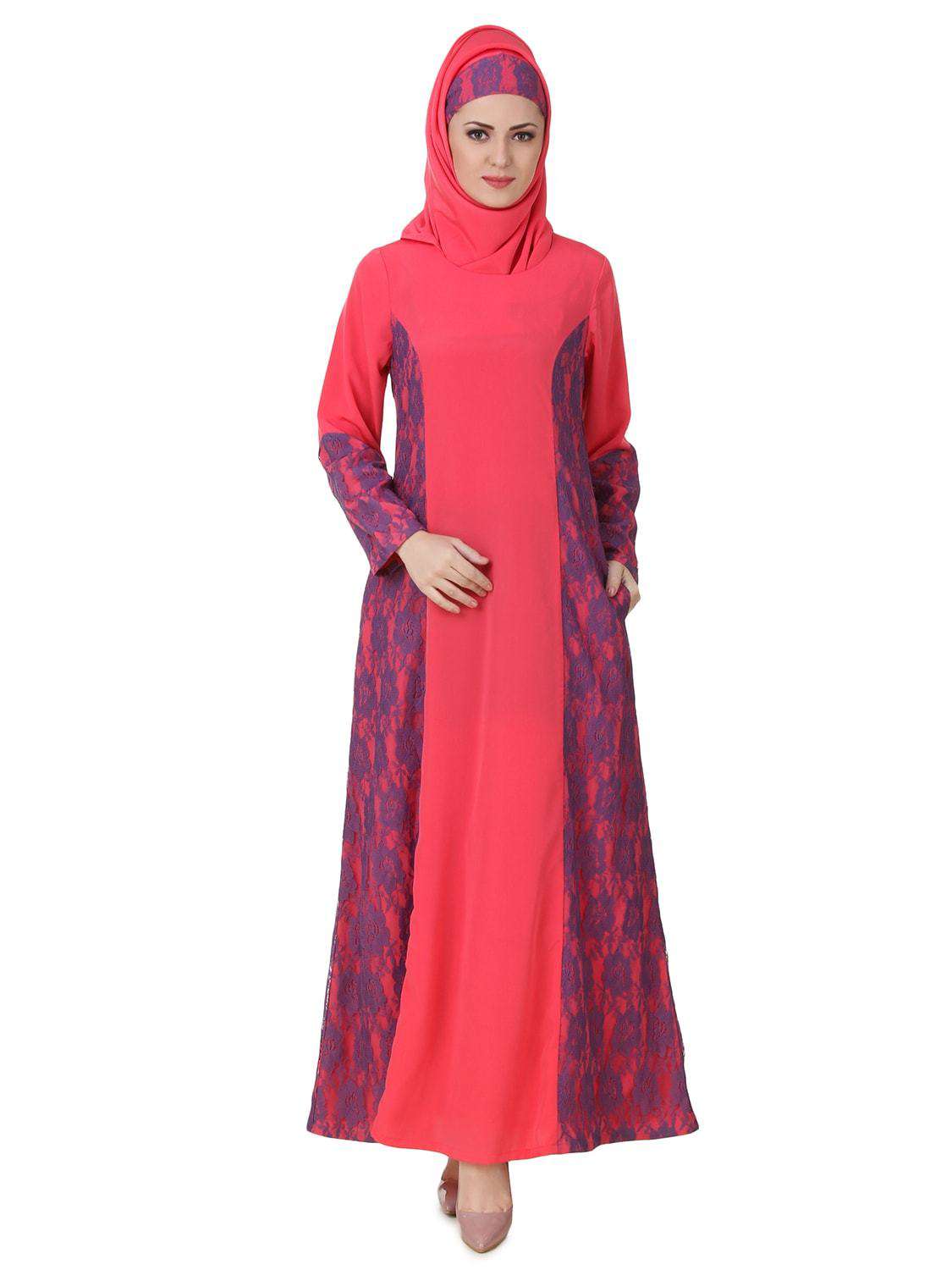 Atia Crepe Sweet Pink Abaya - Elegant Muslim Prayer Dress for Women | Perfect for Eid, Ramadan & Special Occasions