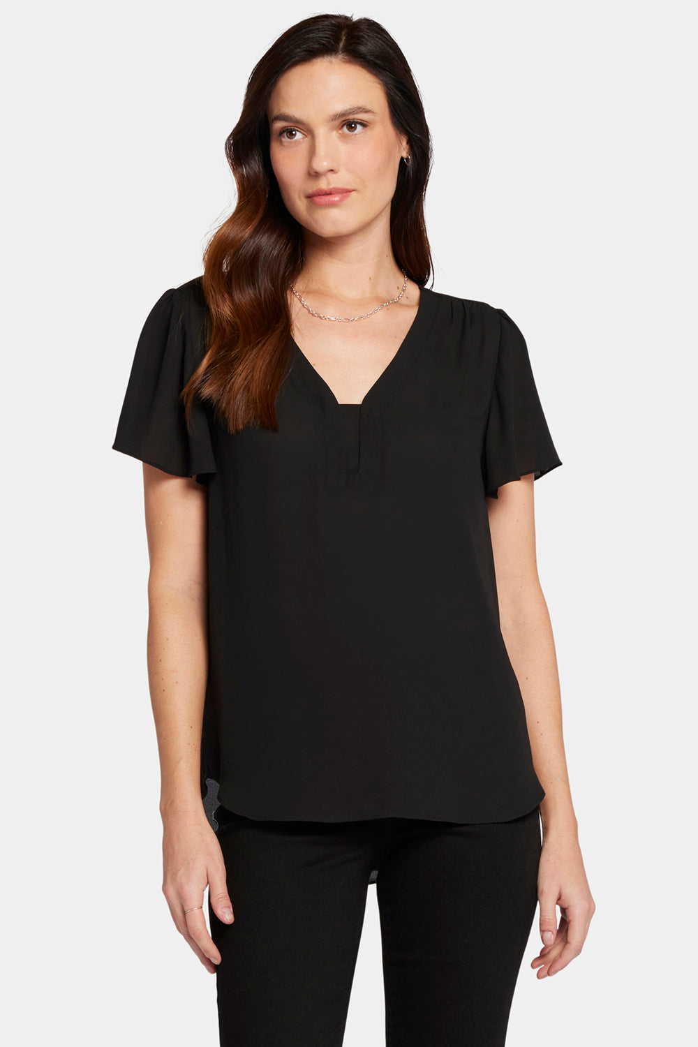 Elegant Flounce Sleeve Blouse for Women - Black Flowy Top for Office, Party & Date Night Outfits