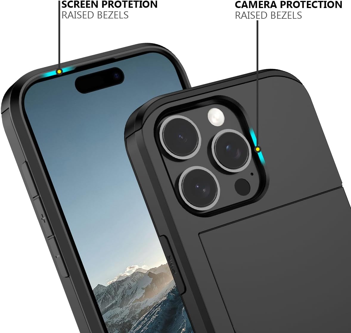 iPhone 16 Pro Case with Card Holder - Heavy Duty Shockproof Protective Cover with Hidden Card Slot | Slim Design for Everyday Use & Travel Protection