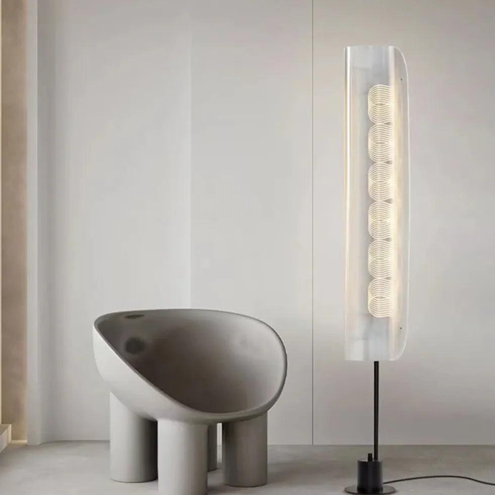 Modern Transparent Cylindrical Minimalist Tall Floor Lamp - Sleek Home & Office Lighting for Living Room, Bedroom or Study Decor