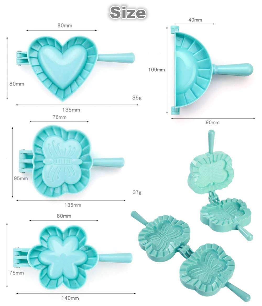 4-Piece Dumpling Maker Set - Chinese Dumpling Cutter, Pie & Ravioli Press Mold with Heart/Flower/Star/Round Shapes (Medium Size) - Perfect for Homemade Dumplings, Empanadas & Pastry Making