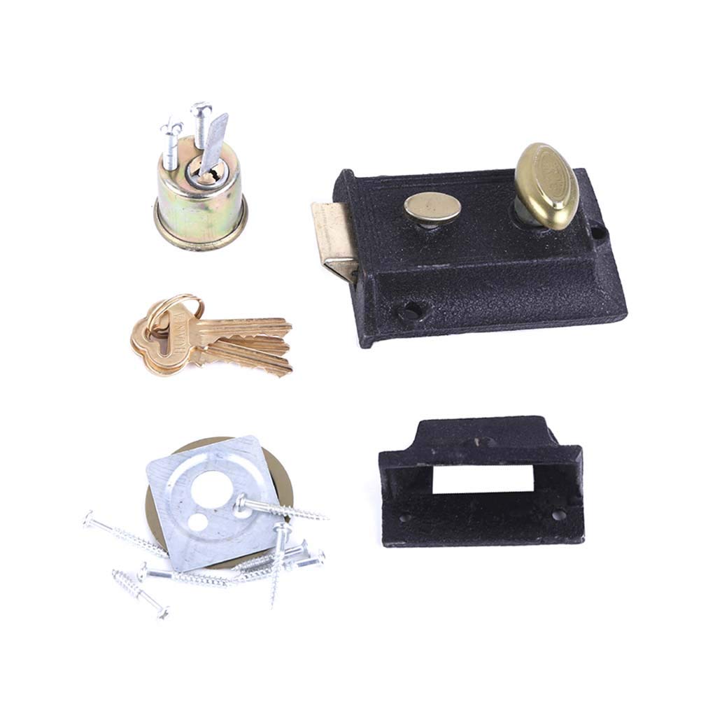 Vintage Spring Door Lock - Heavy Duty Iron Security Lock for Home, Garden, and Outdoor Gates | Perfect for Front Doors, Sheds, and Fences