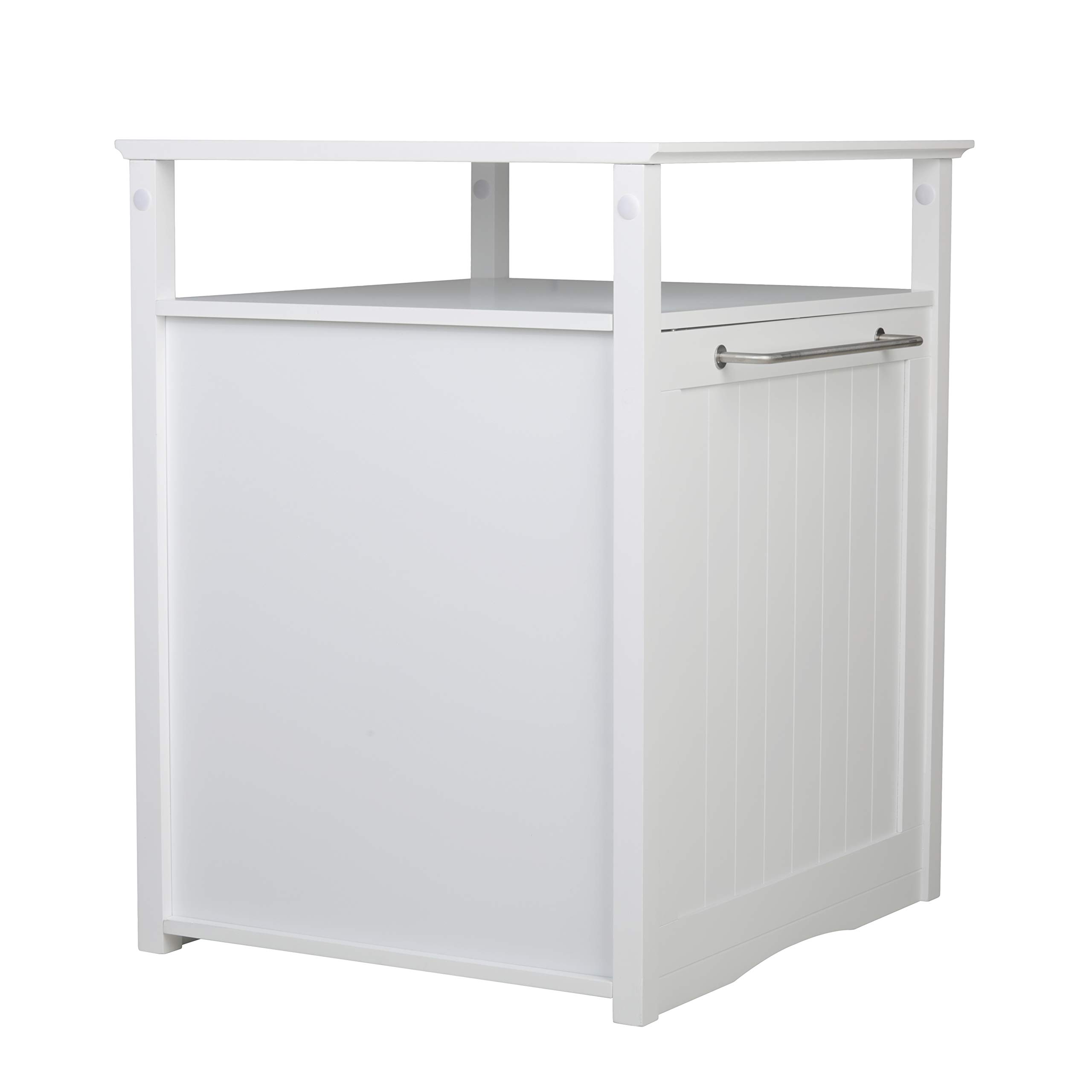White Merry Pet Cat Washroom & Night Stand Pet House - Cozy Cat Bed with Built-in Litter Box for Small Spaces, Bedroom or Living Room