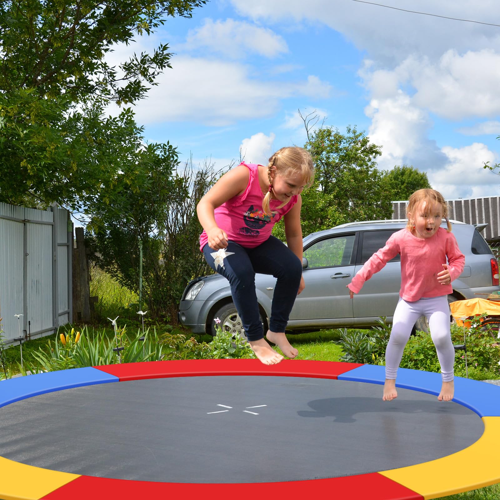 Trampoline Accessory Set - Safety Pad, Wide Step Ladder & Storage Bag | Spring Cover Replacement for Indoor/Outdoor Trampolines | Perfect for Backyard Fun, Kids Play & Exercise