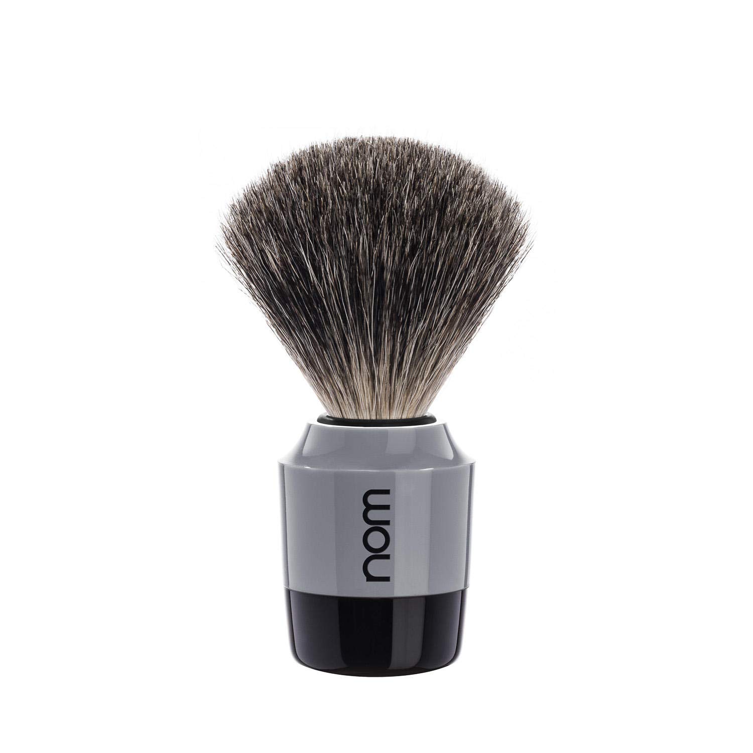 Premium Nom Marten Pure Badger Shaving Brush - Grey Handle for Men | Luxury Wet Shaving & Grooming Kit Essential | Perfect for Home Barbering & Travel Shaving
