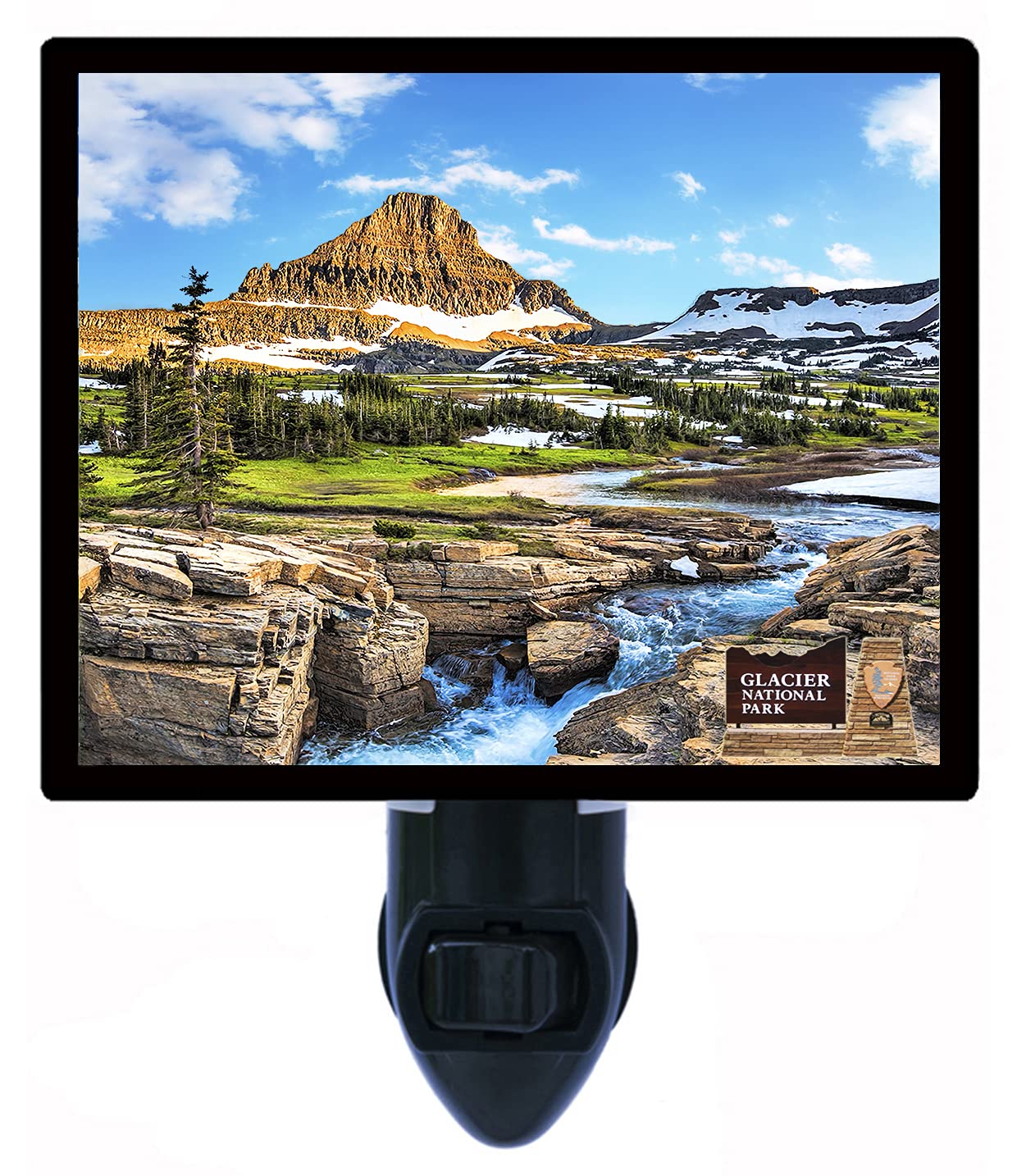 Decorative Photo Night Light - Glacier National Park Landscape Wall Art for Bedroom, Nursery & Living Room