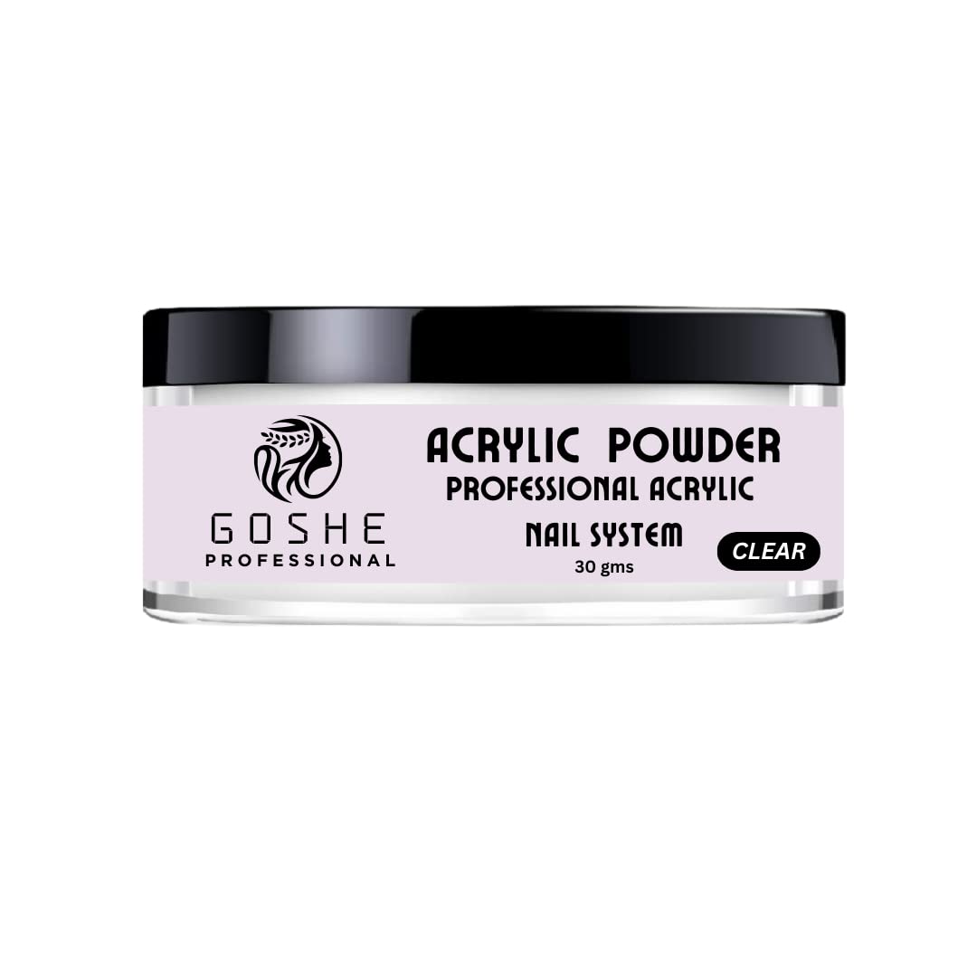 Goshe 30g Clear Acrylic Nail Powder - Professional Odor-Free & Bubble-Free Acrylic Nail Extension System for Salon & Home Manicures - Perfect for Nail Art, French Tips & Long-Lasting Nail Enhancements