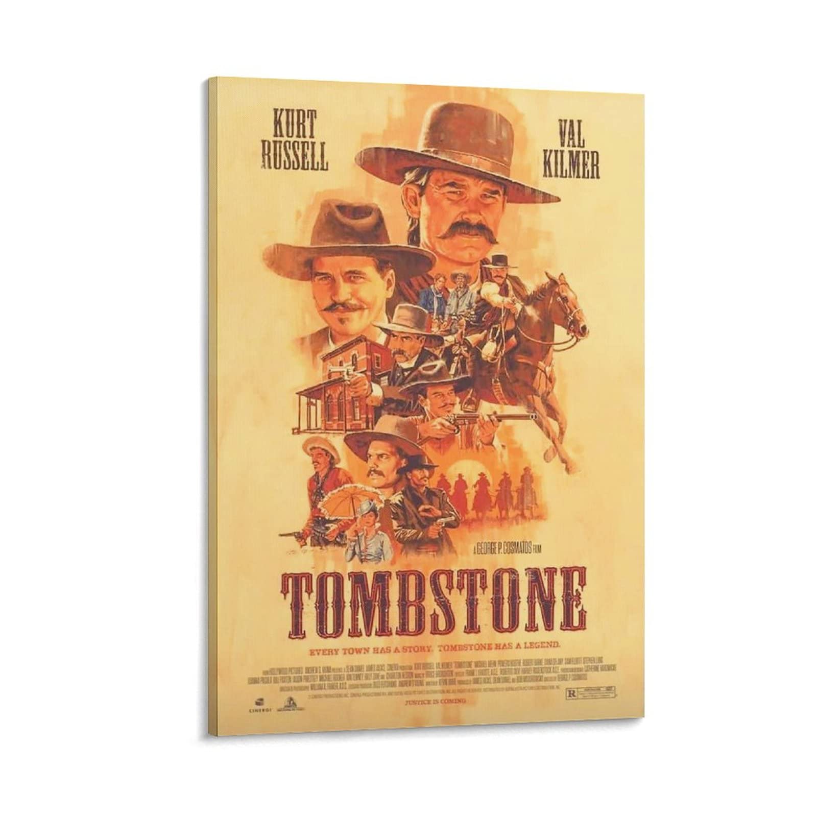 Tombstone Movie Poster Framed Wall Art - Vintage Western Decor for Living Room & Bedroom - 16x24 inches (40x60cm) Canvas Painting - Perfect for Home Theater, Man Cave, or Office Decor