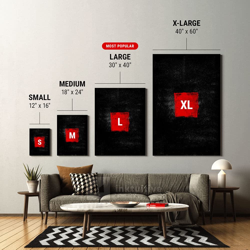 Inktuitive British Kiss Inspirational Lips Canvas Wall Art - Motivational Home & Office Decor - 40x30 Inches Black Framed Poster for Bedroom, Living Room, Office - Perfect for Gifts & Wall Decoration