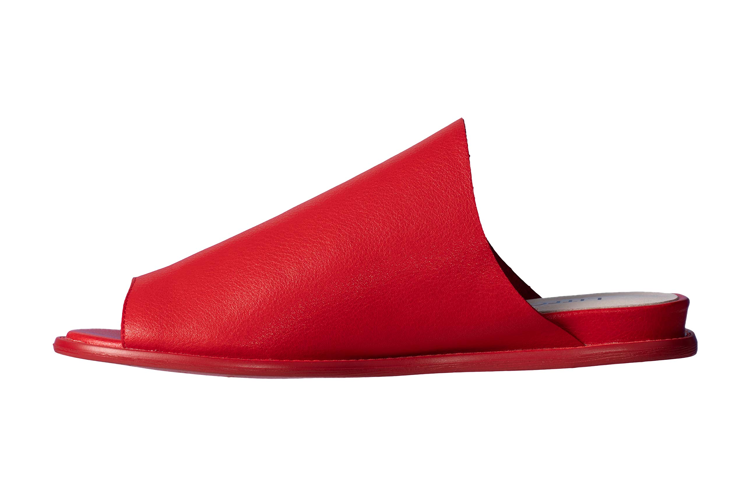 LF5997-9-1 Women's Soft Leather House Slippers - Red | Cozy Indoor/Outdoor Comfort for Relaxation at Home, Spa & Travel