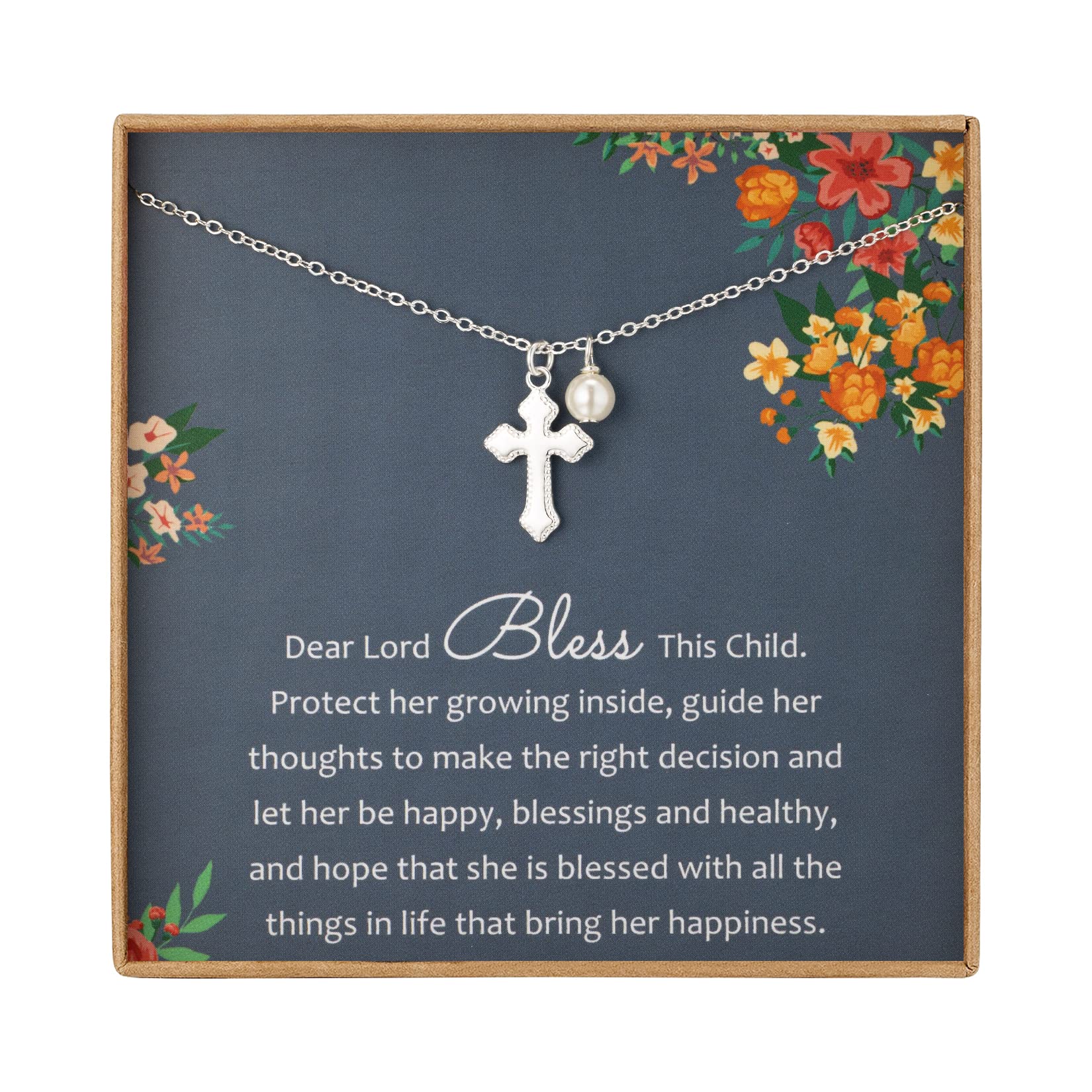 Sterling Silver Dainty Cross Necklace for Girls - Elegant Baptism, First Communion & Confirmation Gift for Teen Girls - Christian Jewelry for Easter, Birthday & Special Occasions - Perfect for Church, Weddings & Everyday Wear