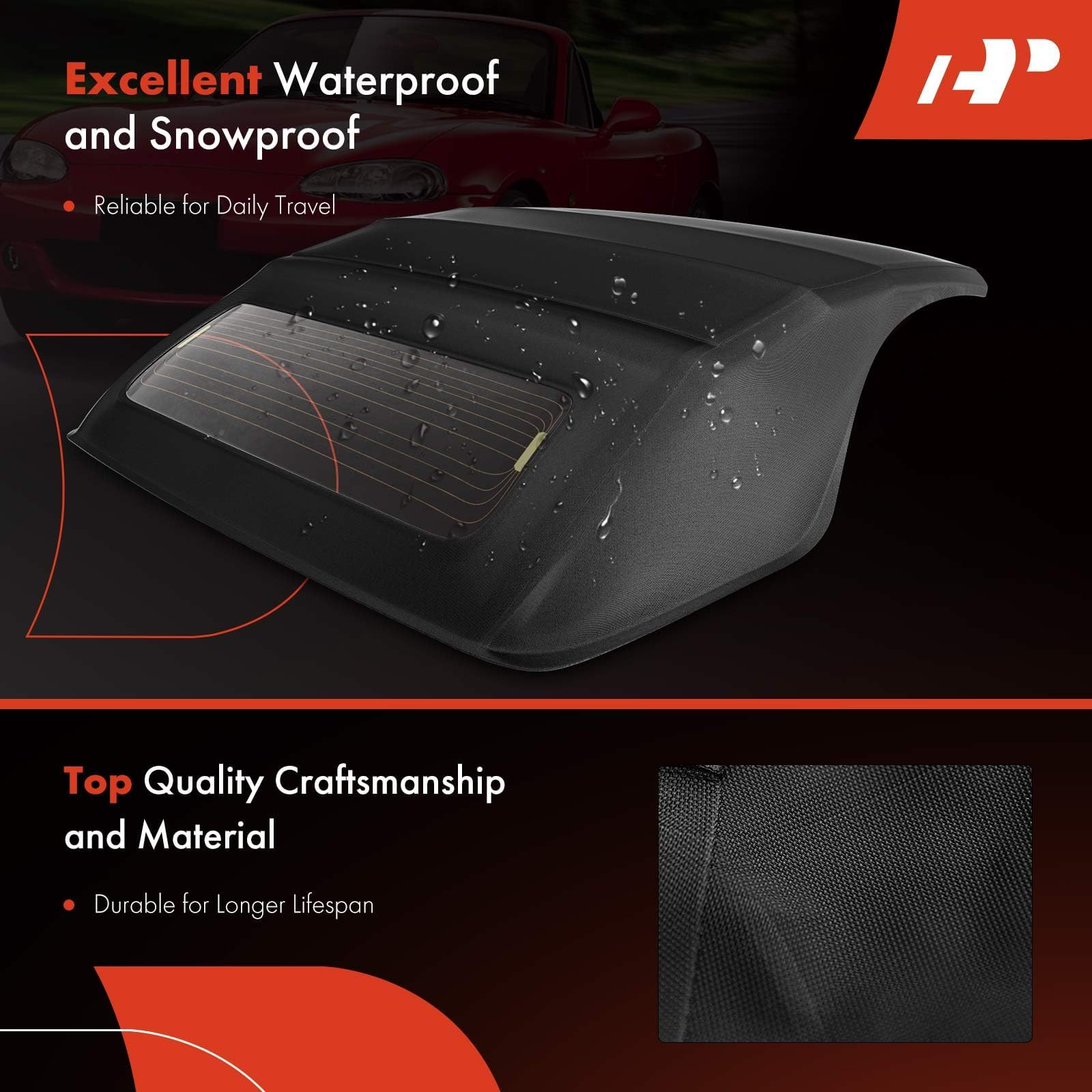 Premium Black Convertible Soft Top Replacement for Ford Mustang 2005-2014 - High-Quality Convertible Fabric with Glass Window - Perfect for Road Trips & Sunny Day Drives