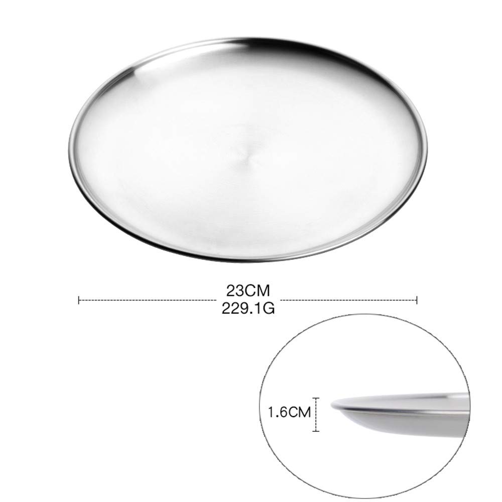 4-Piece Stainless Steel Dinner Plates Set - 9.1 Inch Colorful Metal Platters for Camping, Picnics & Outdoor Dining - Dishwasher Safe, Scratch-Resistant & Durable (Silver) - Perfect for BBQs, Parties & RV Trips